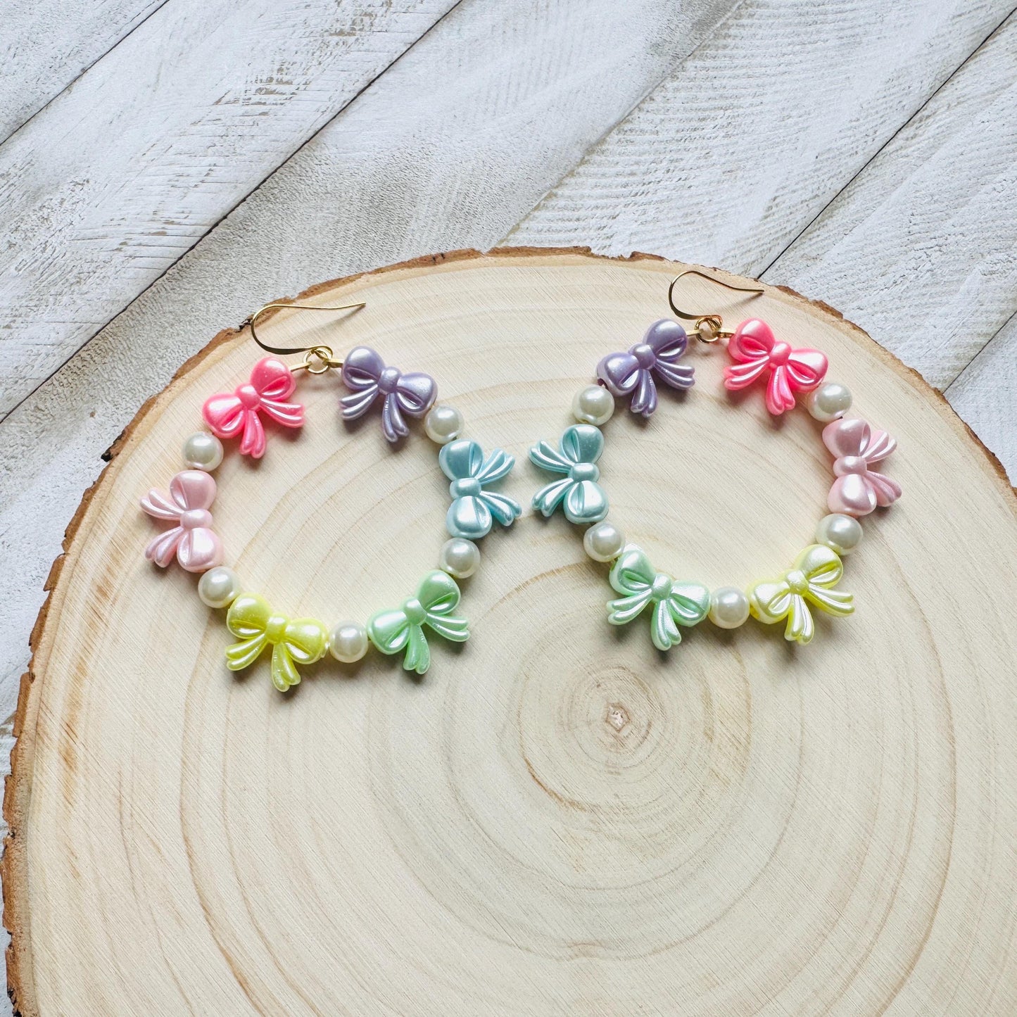 Bow Earrings, Faux Pearl Earrings, Coquette, Geometric Jewelry, Unique Gifts for Women Who Have Everything, Sweet 16 Gift Granddaughter