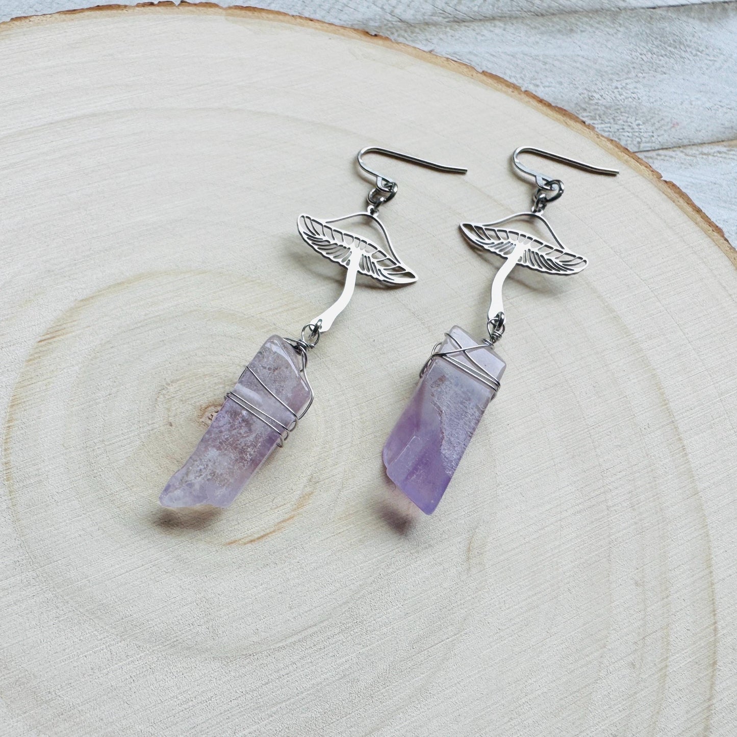Mushroom Earrings, Amethyst Earrings, Unique Gifts for Women Birthday, Plant Gifts for Her, Earrings for Wedding Day, Birthday Gift Ideas