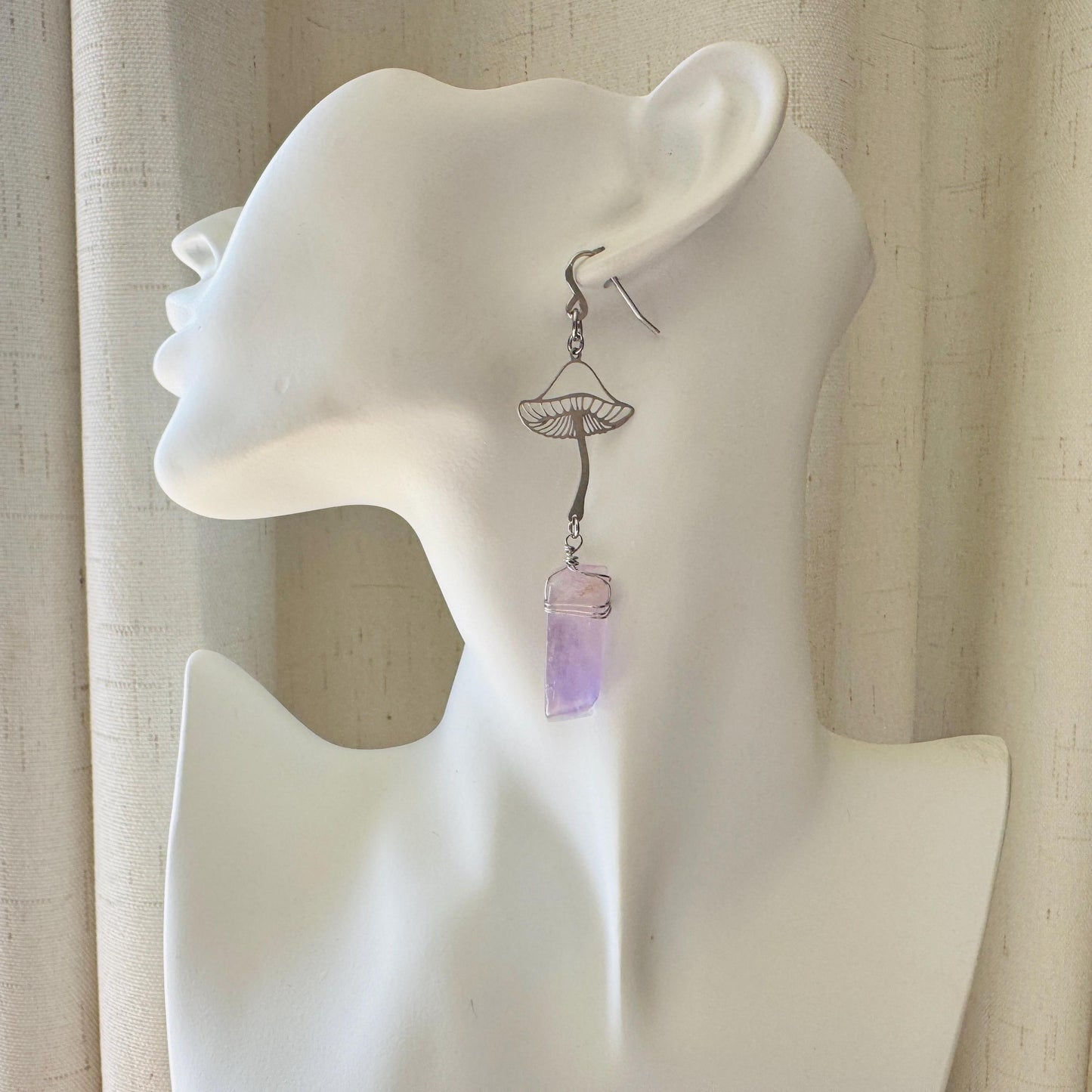 Mushroom Earrings, Amethyst Earrings, Unique Gifts for Women Birthday, Plant Gifts for Her, Earrings for Wedding Day, Birthday Gift Ideas