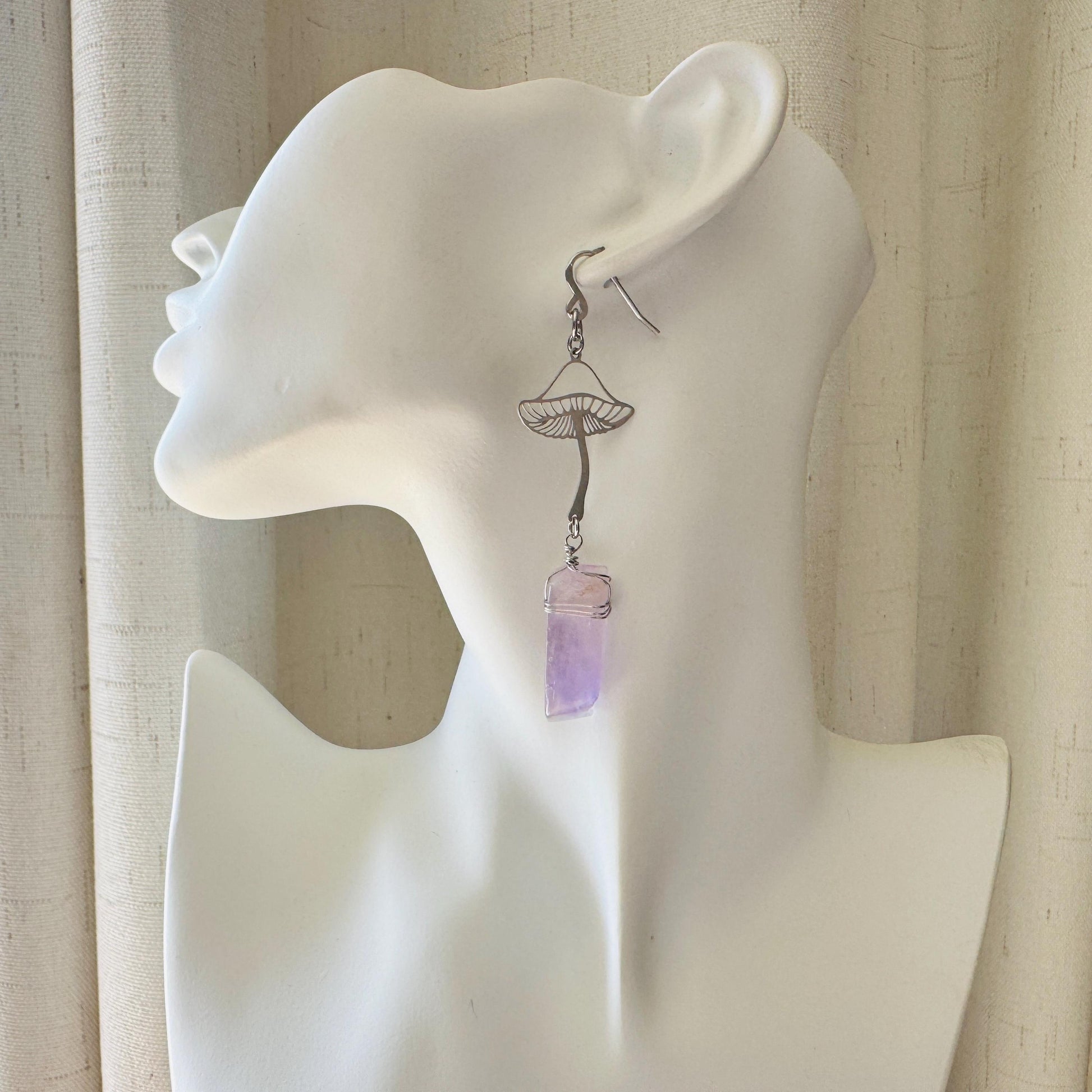 Mushroom Earrings, Amethyst Earrings, Unique Gifts for Women Birthday, Plant Gifts for Her, Earrings for Wedding Day, Birthday Gift Ideas