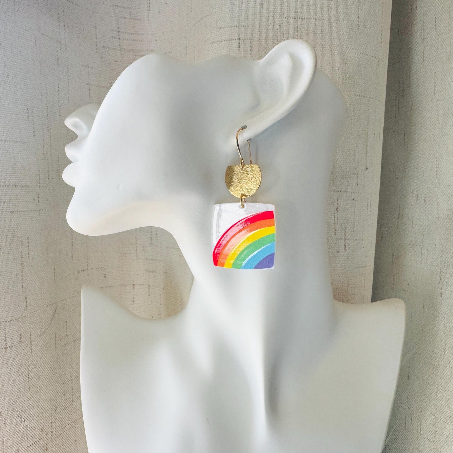 Rainbow Earrings Dangle, Boho Earrings Gold, Geometric Jewelry, Sweet 16 Gift Granddaughter, Unique Gifts for Teachers, Birthday Gift Ideas