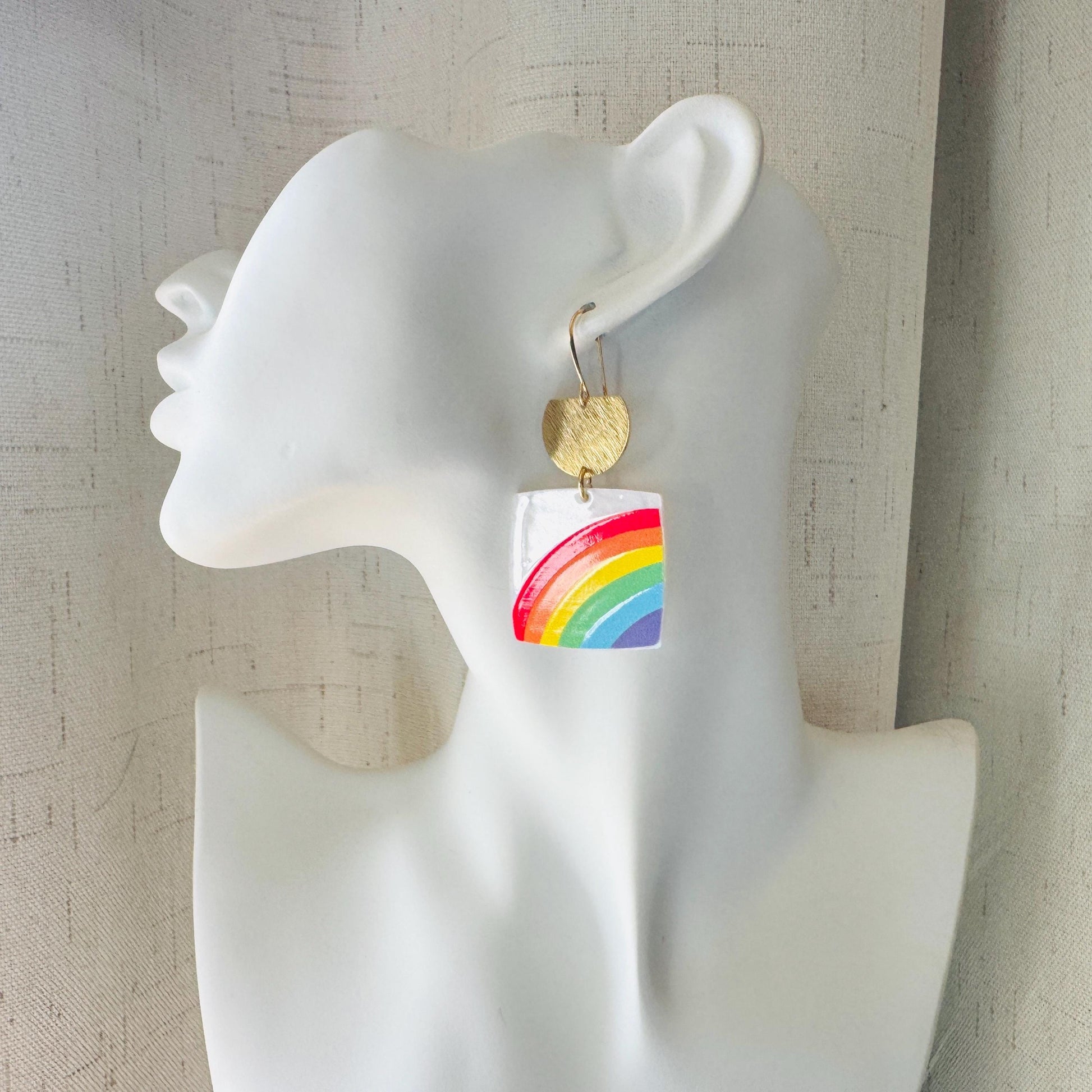 Rainbow Earrings Dangle, Boho Earrings Gold, Geometric Jewelry, Sweet 16 Gift Granddaughter, Unique Gifts for Teachers, Birthday Gift Ideas