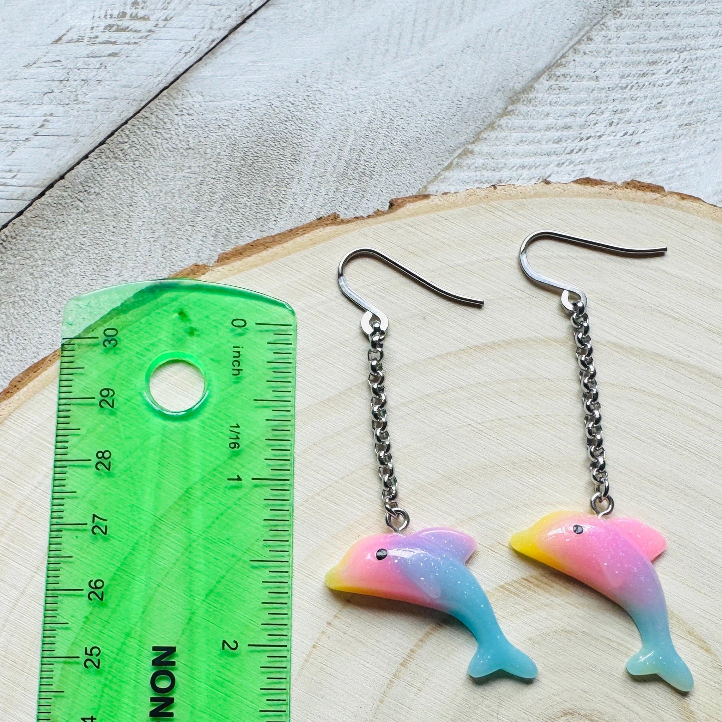 Dolphin Earrings, Animal Earrings Silver, Kawaii Jewelry, Pastel Earrings, Unique Birthday Gift for Mom, Nerdy Gifts for Women, Teacher Gift