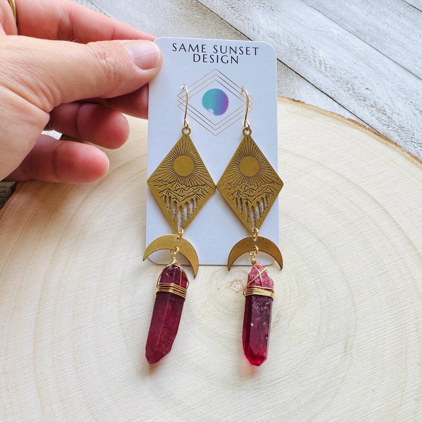 Mountain Earrings, Red Quartz Drop Earrings, Quartz Earrings, Cottagecore Earrings, Corporate Goth, Unique Gifts for Women Birthday