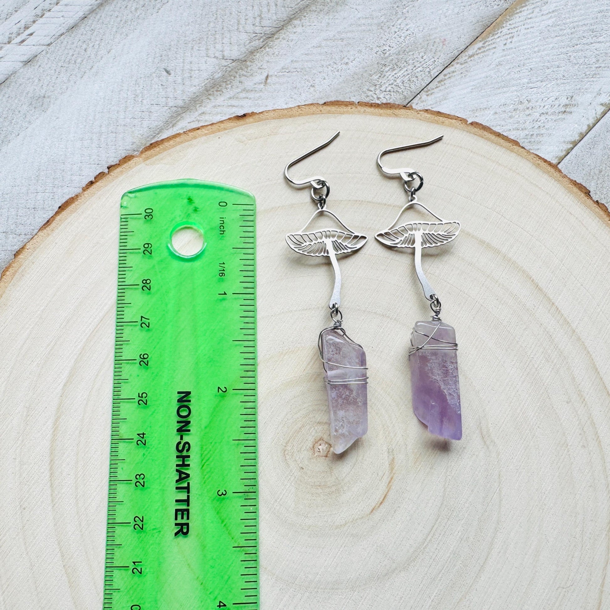 Mushroom Earrings, Amethyst Earrings, Unique Gifts for Women Birthday, Plant Gifts for Her, Earrings for Wedding Day, Birthday Gift Ideas