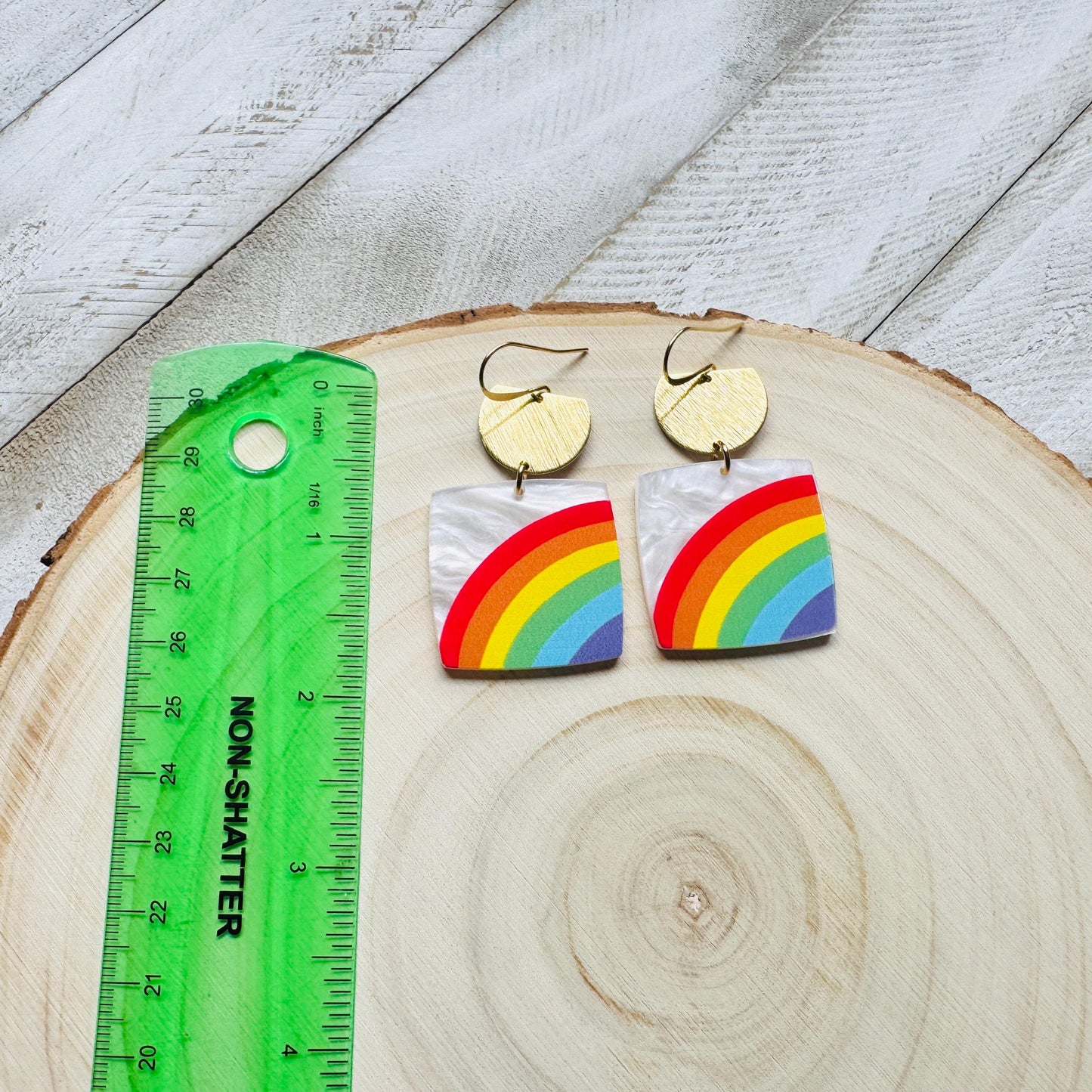 Rainbow Earrings Dangle, Boho Earrings Gold, Geometric Jewelry, Sweet 16 Gift Granddaughter, Unique Gifts for Teachers, Birthday Gift Ideas