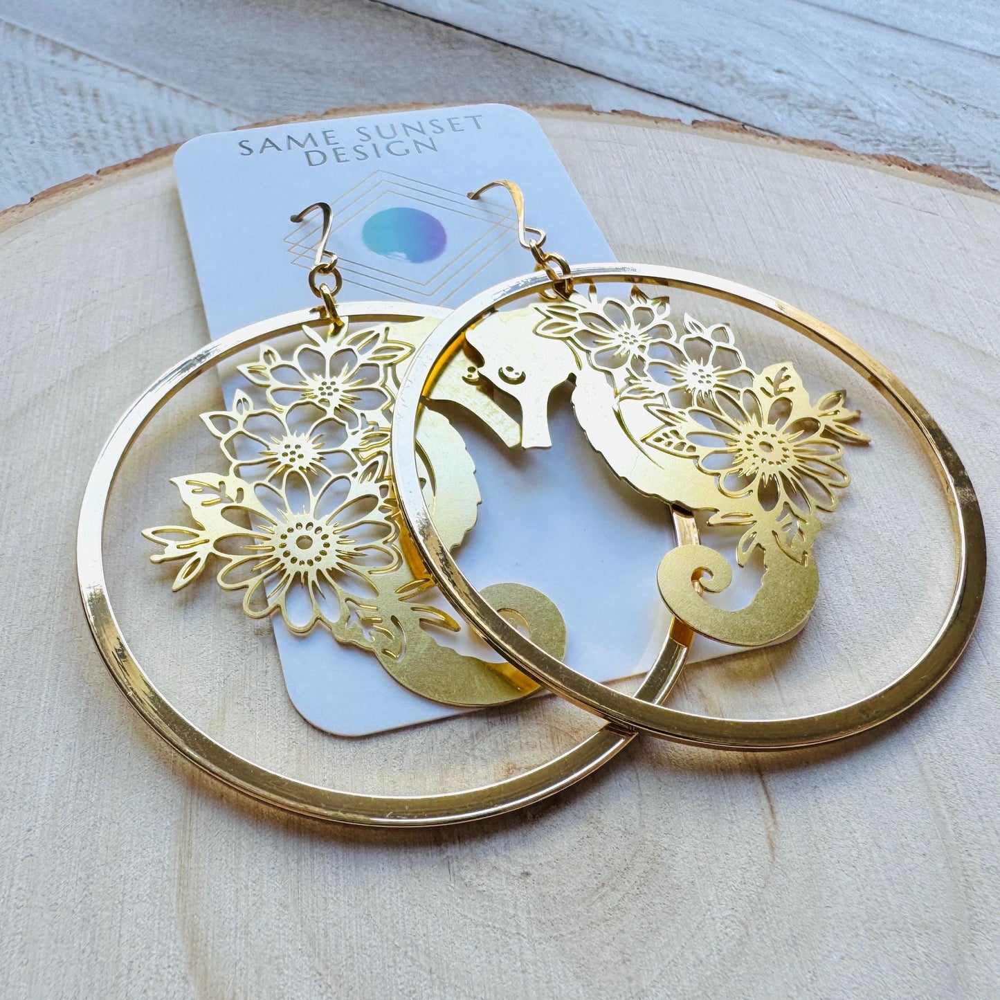 Seahorse Earrings, Modern Chic Jewelry, Unique Gifts for Birthday, Beachy Earrings Gold, Hoop Earrings, Science Teacher Gift, Bridal Jewelry