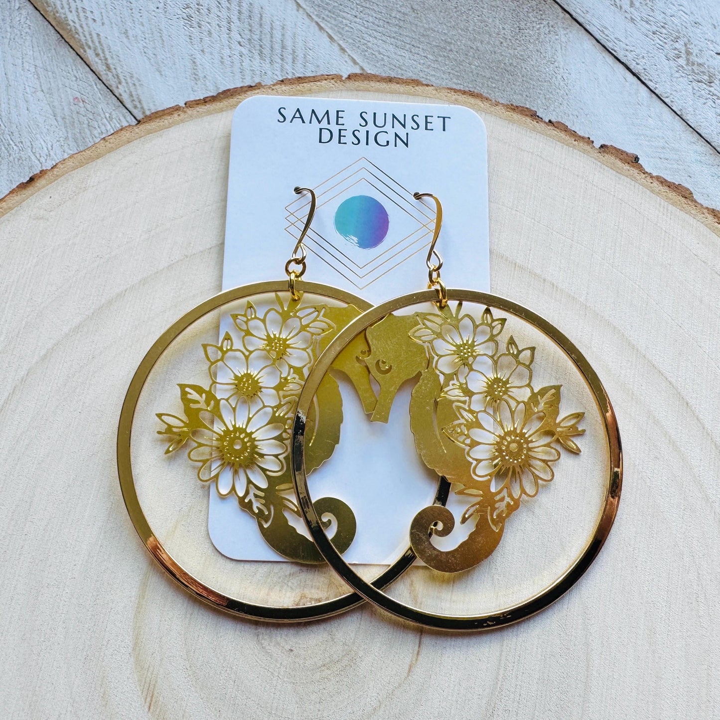 Seahorse Earrings, Modern Chic Jewelry, Unique Gifts for Birthday, Beachy Earrings Gold, Hoop Earrings, Science Teacher Gift, Bridal Jewelry