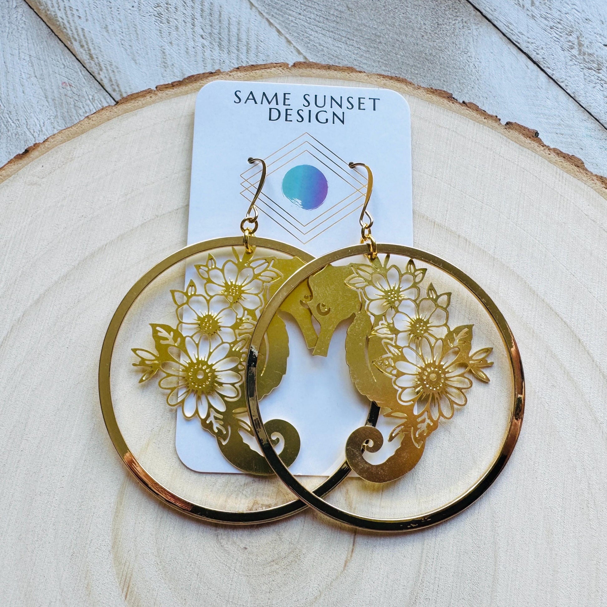 Seahorse Earrings, Modern Chic Jewelry, Unique Gifts for Birthday, Beachy Earrings Gold, Hoop Earrings, Science Teacher Gift, Bridal Jewelry