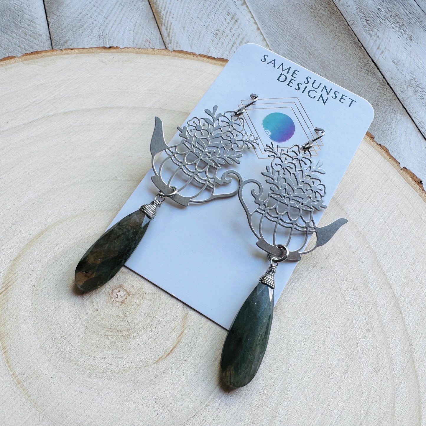 Labradorite Earrings Dangle, Tea Kettle Earrings, Unique Gifts for Women, Birthday Gift Ideas, Birthday Gift for Girlfriend, Boho Chic