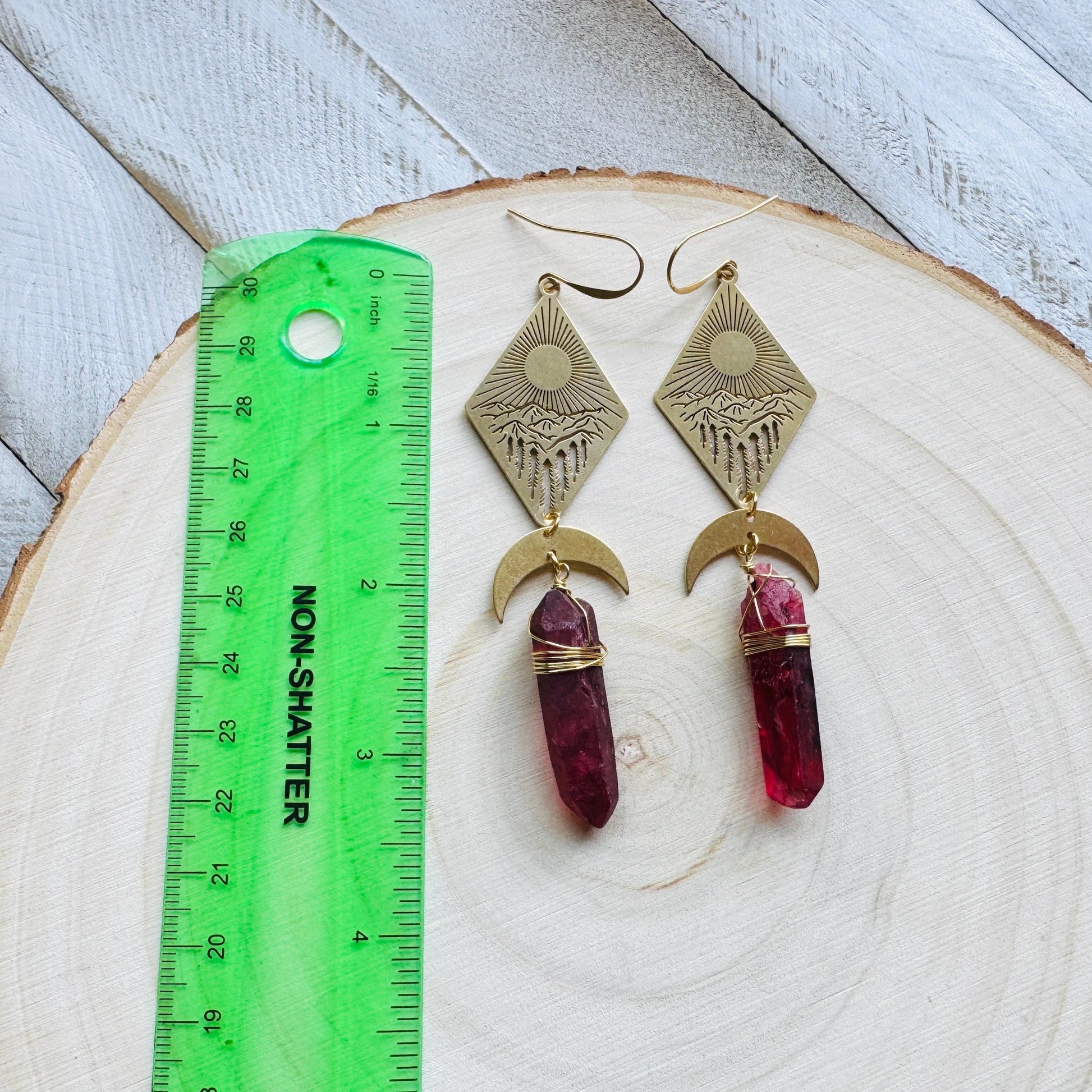 Mountain Earrings, Red Quartz Drop Earrings, Quartz Earrings, Cottagecore Earrings, Corporate Goth, Unique Gifts for Women Birthday