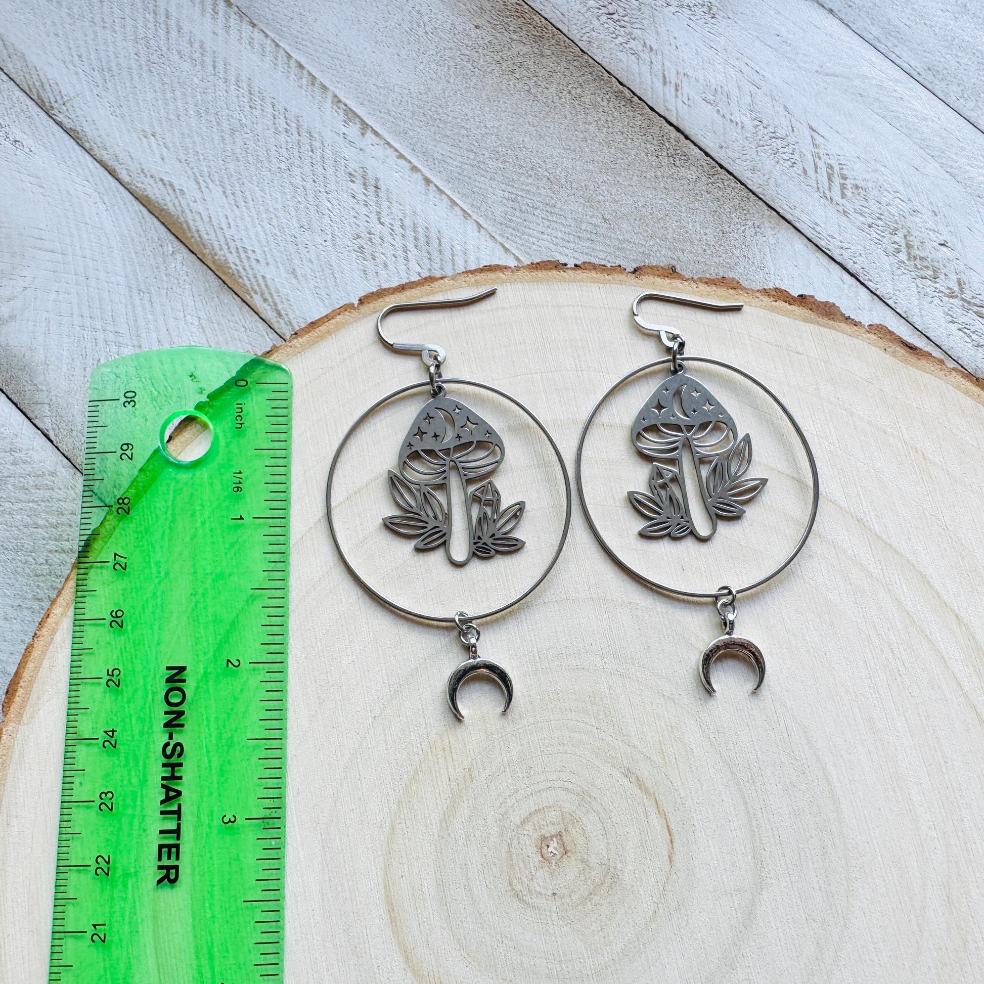 Mushroom Earrings, Witchy Earrings, Celestial Earrings Silver, Unique Gifts for Women Birthday, Nature Lover Gift, Plant Lover Birthday Gift