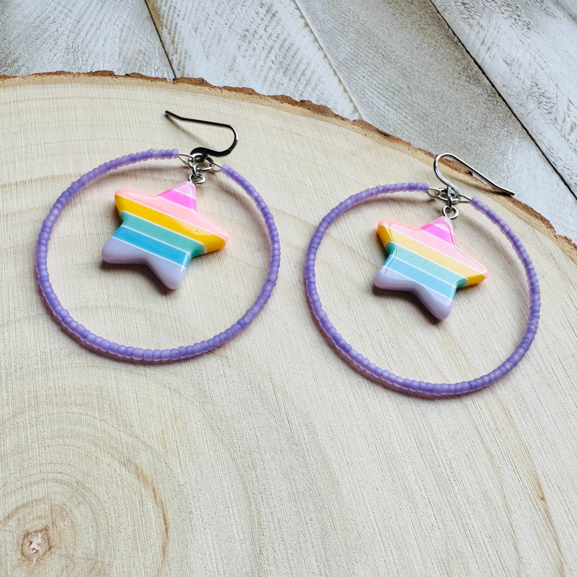Star Earrings Dangle, Rainbow Earrings, Celestial Jewelry, Festival Jewelry, Sweet 16 Gift Granddaughter, Unique Gifts for Teachers