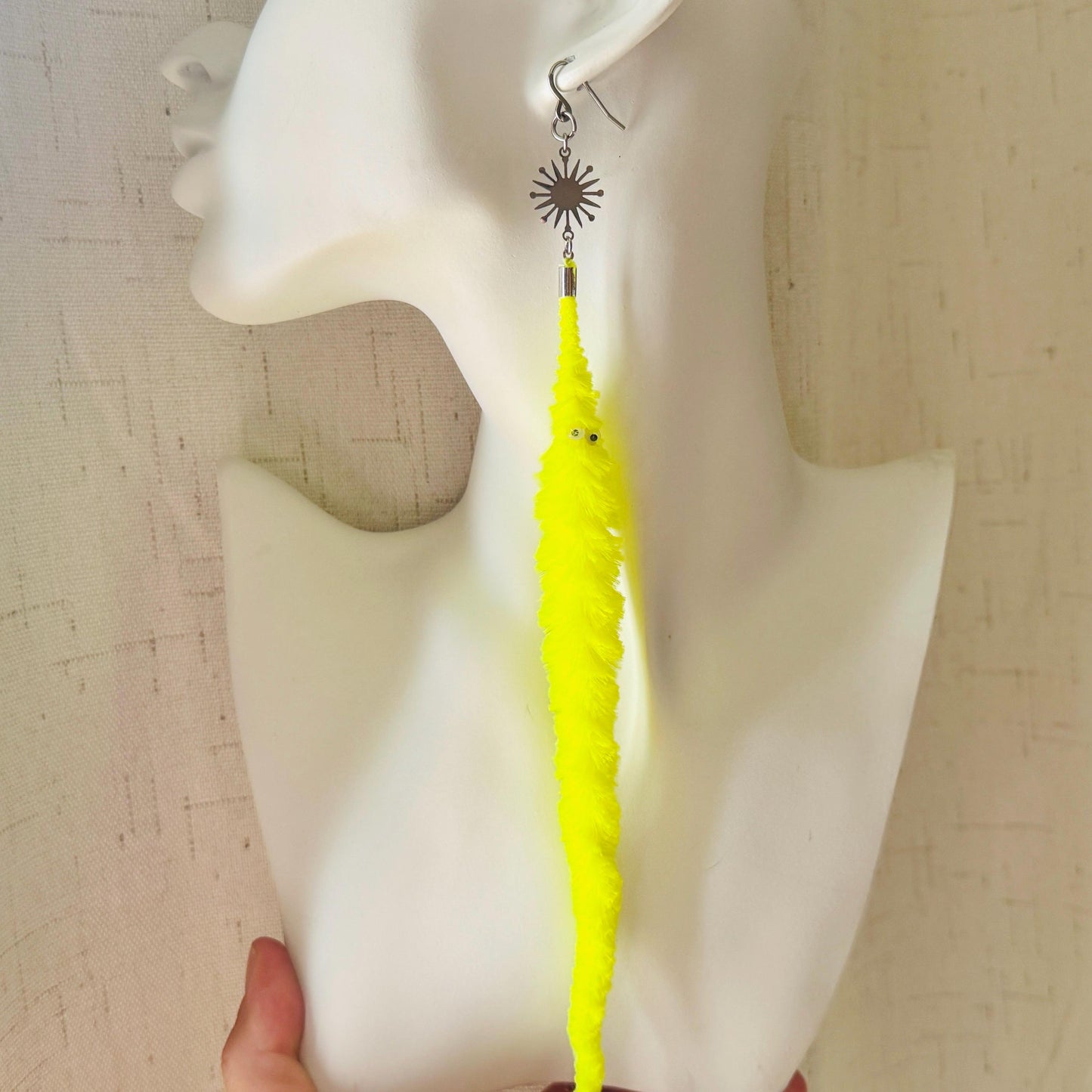 Fuzzy Worm Earrings, Green Worms, Festival Jewelry, Fun Earrings, Sweet 16 Gift Granddaughter, Whimsical Gifts, Friend Gifts for Birthday