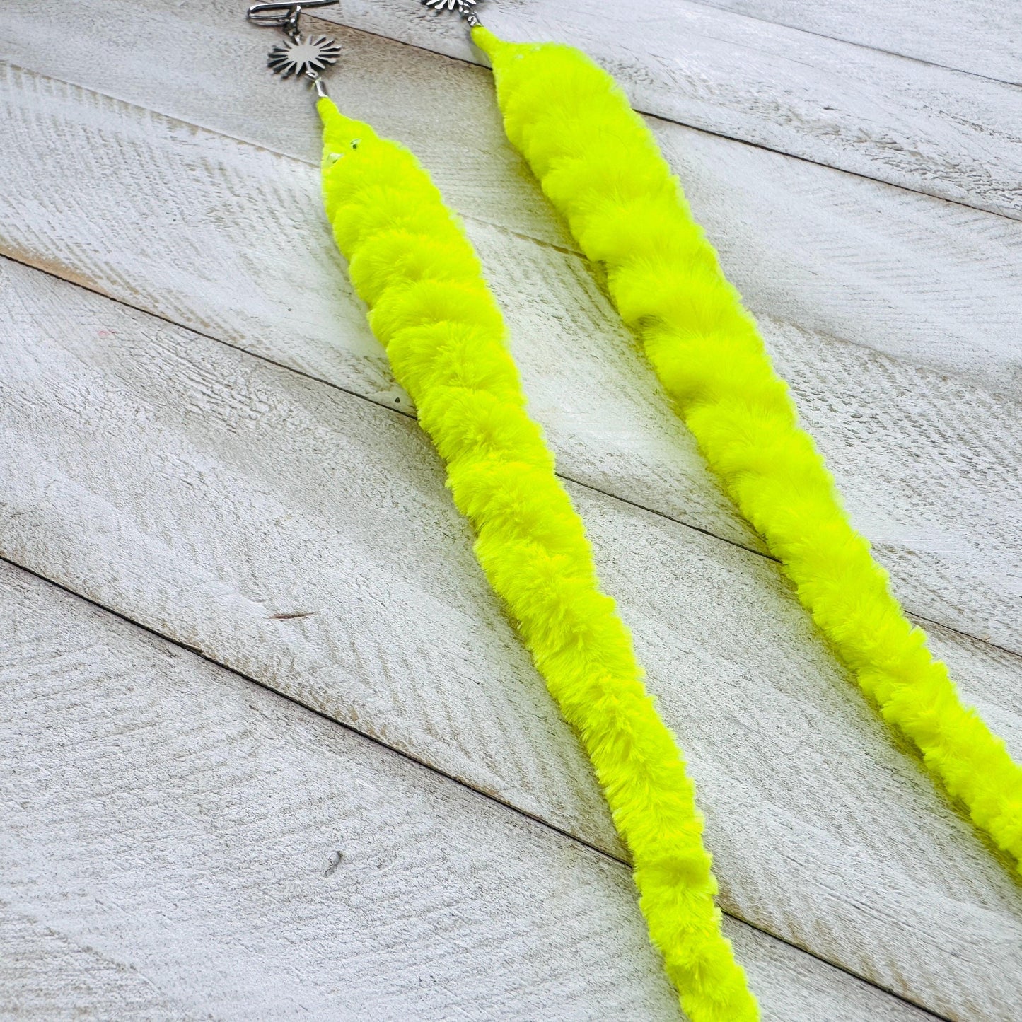 Fuzzy Worm Earrings, Green Worms, Festival Jewelry, Fun Earrings, Sweet 16 Gift Granddaughter, Whimsical Gifts, Friend Gifts for Birthday