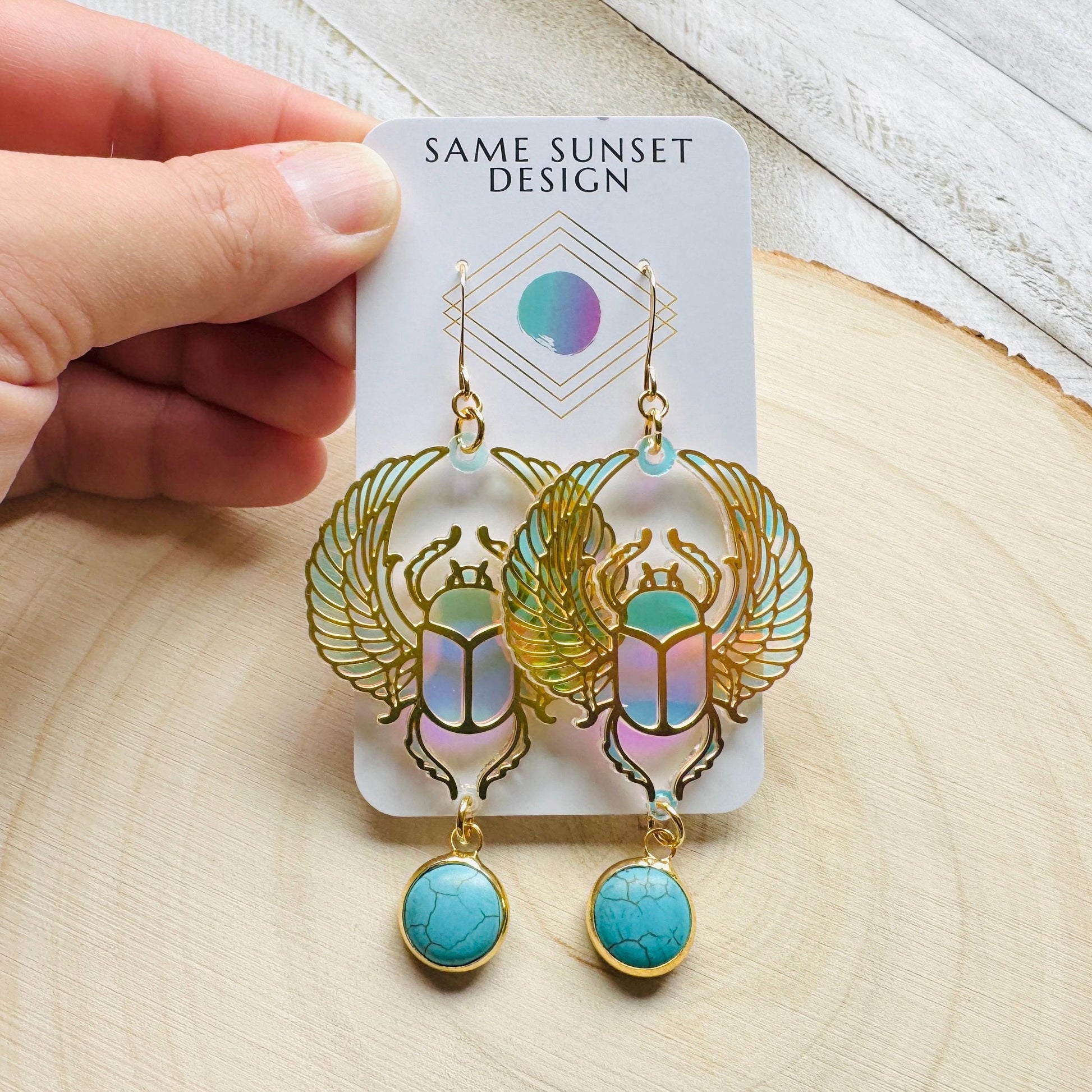 Beetle Earrings, Scarab Earrings, Turquoise Earrings, Witchy Earrings, Bug Lover Gift, Unique Gifts for Women Birthday, Science Teacher Gift