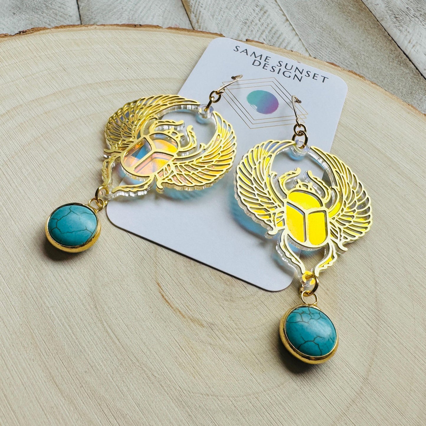 Beetle Earrings, Scarab Earrings, Turquoise Earrings, Witchy Earrings, Bug Lover Gift, Unique Gifts for Women Birthday, Science Teacher Gift