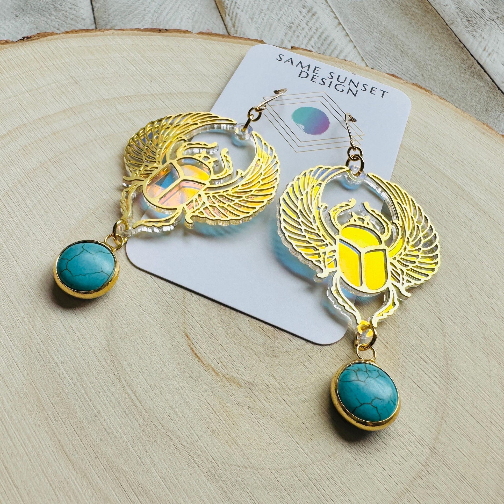 Beetle Earrings, Scarab Earrings, Turquoise Earrings, Witchy Earrings, Bug Lover Gift, Unique Gifts for Women Birthday, Science Teacher Gift
