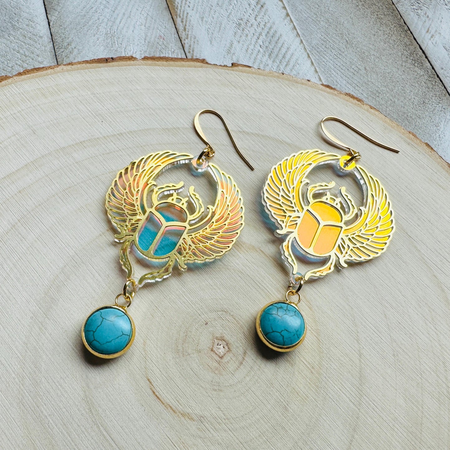 Beetle Earrings, Scarab Earrings, Turquoise Earrings, Witchy Earrings, Bug Lover Gift, Unique Gifts for Women Birthday, Science Teacher Gift