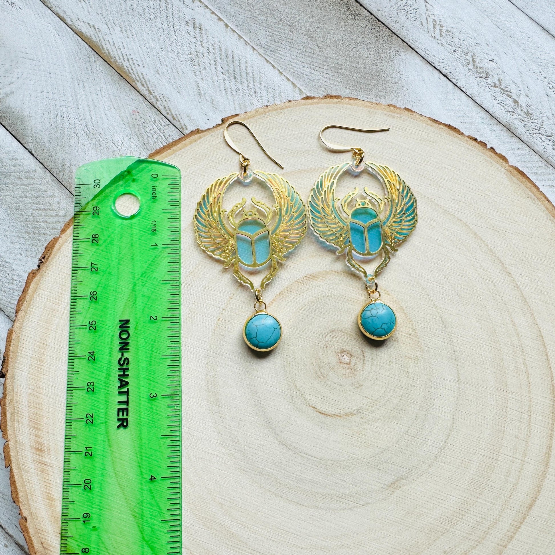 Beetle Earrings, Scarab Earrings, Turquoise Earrings, Witchy Earrings, Bug Lover Gift, Unique Gifts for Women Birthday, Science Teacher Gift
