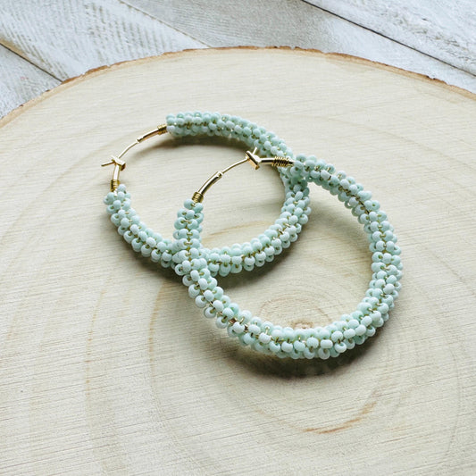 Seed Bead Hoop Earrings, Boho Earrings, Vacation Jewelry, Hoop Earrings Gold, Unique Gifts for Birthday, Sweet 16 Gift Granddaughter
