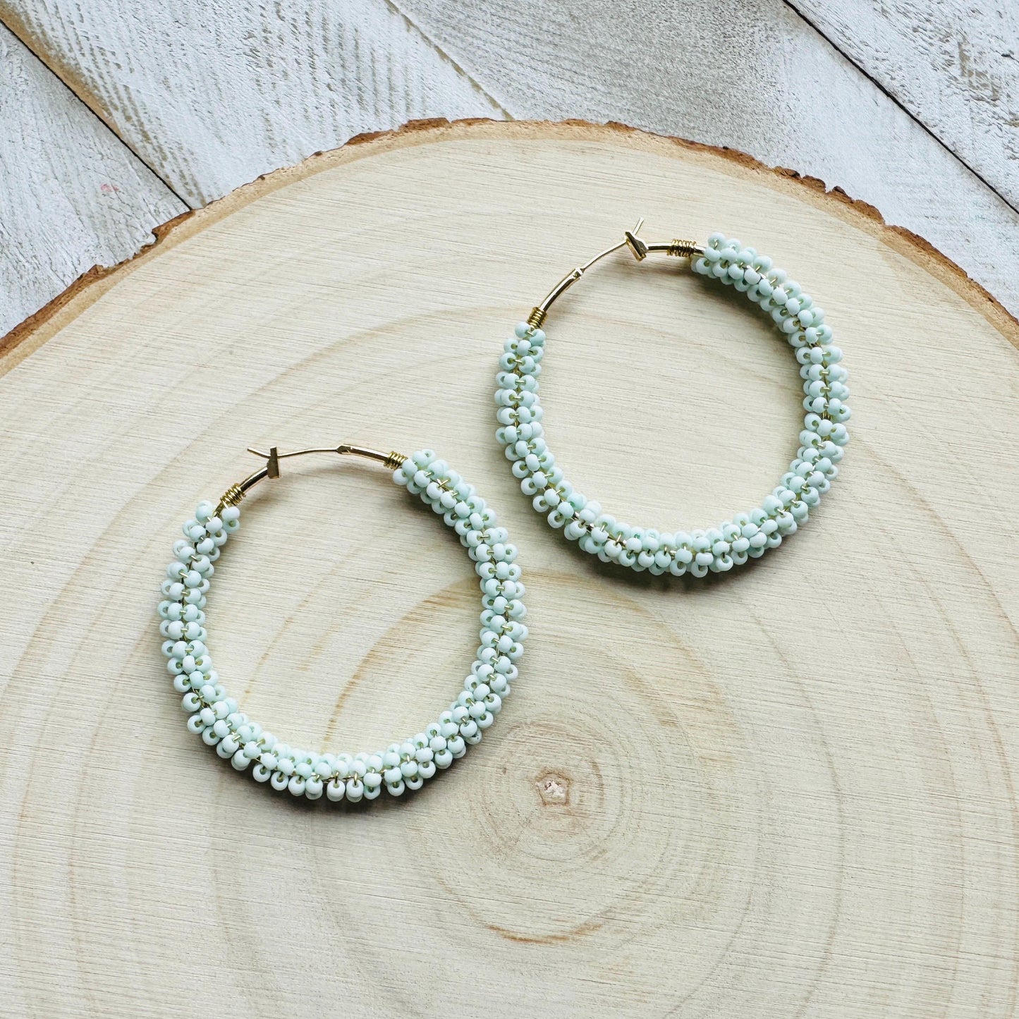Seed Bead Hoop Earrings, Boho Earrings, Vacation Jewelry, Hoop Earrings Gold, Unique Gifts for Birthday, Sweet 16 Gift Granddaughter