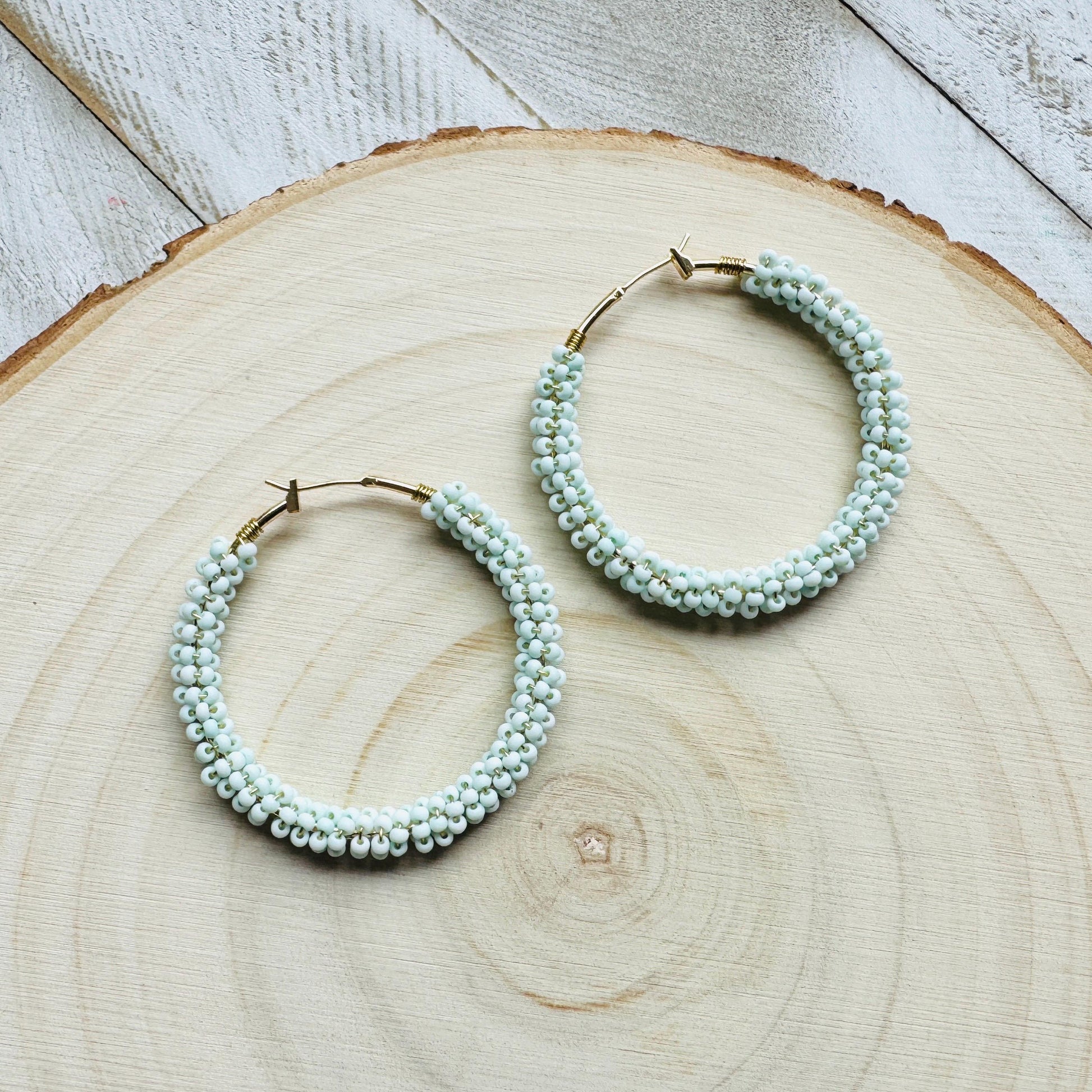 Seed Bead Hoop Earrings, Boho Earrings, Vacation Jewelry, Hoop Earrings Gold, Unique Gifts for Birthday, Sweet 16 Gift Granddaughter
