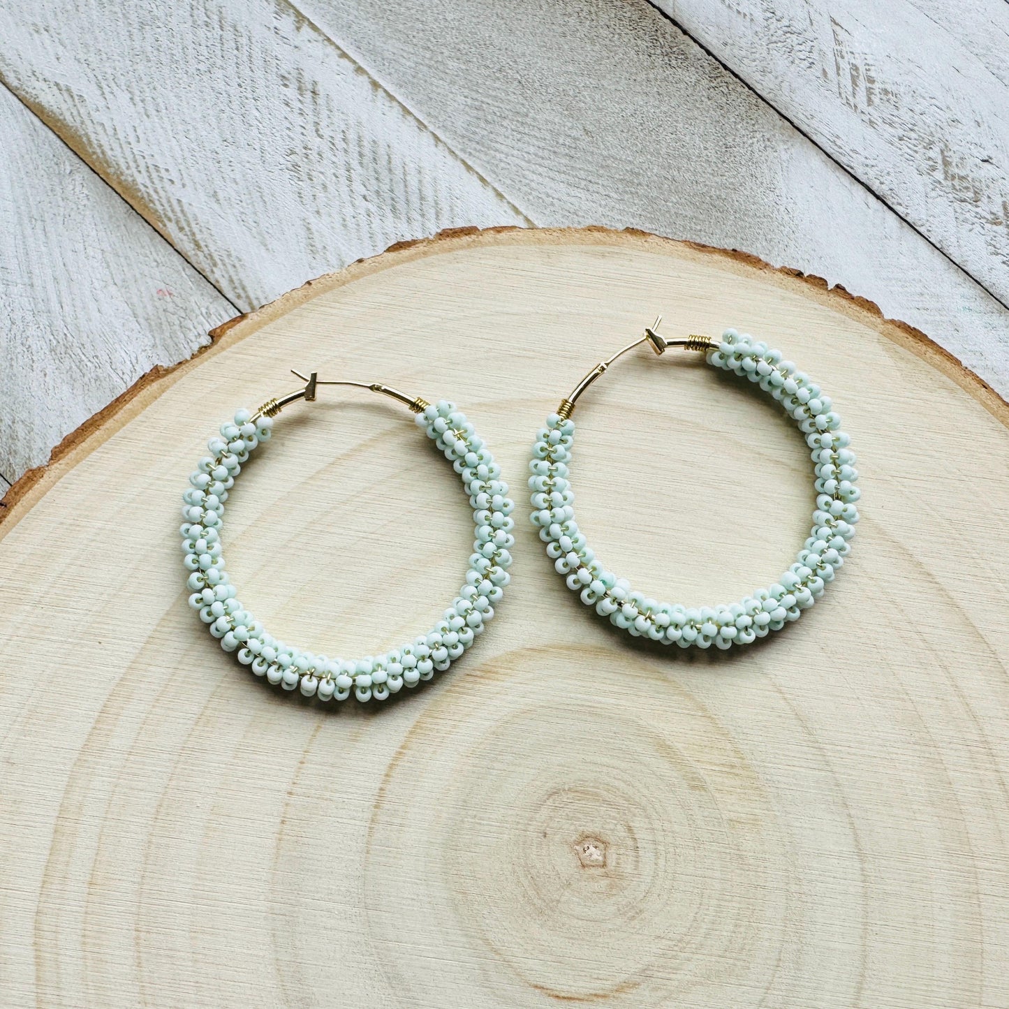Seed Bead Hoop Earrings, Boho Earrings, Vacation Jewelry, Hoop Earrings Gold, Unique Gifts for Birthday, Sweet 16 Gift Granddaughter