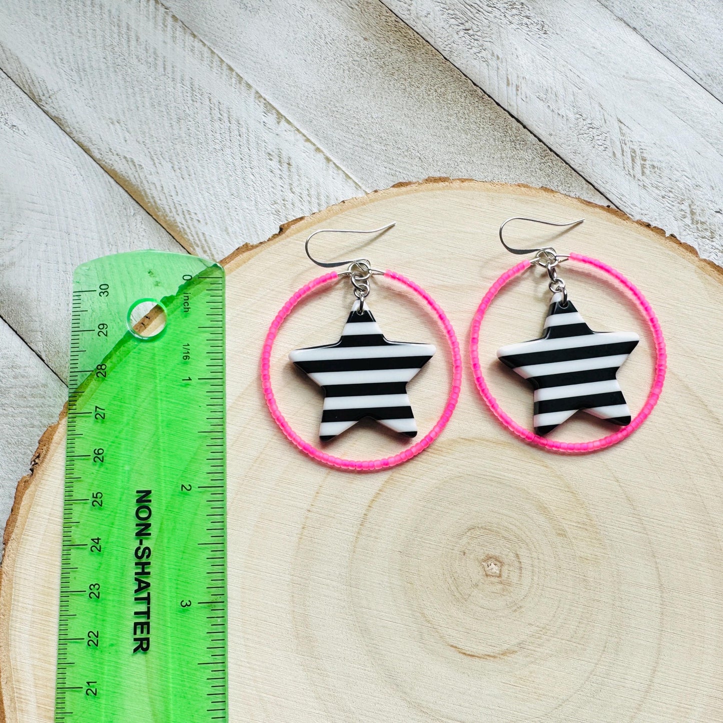 Star Earrings Dangle, Pink Hoop Earrings, Celestial Jewelry, Festival Jewelry, Unique Gifts for Teachers, Anniversary Gift for Girlfriend