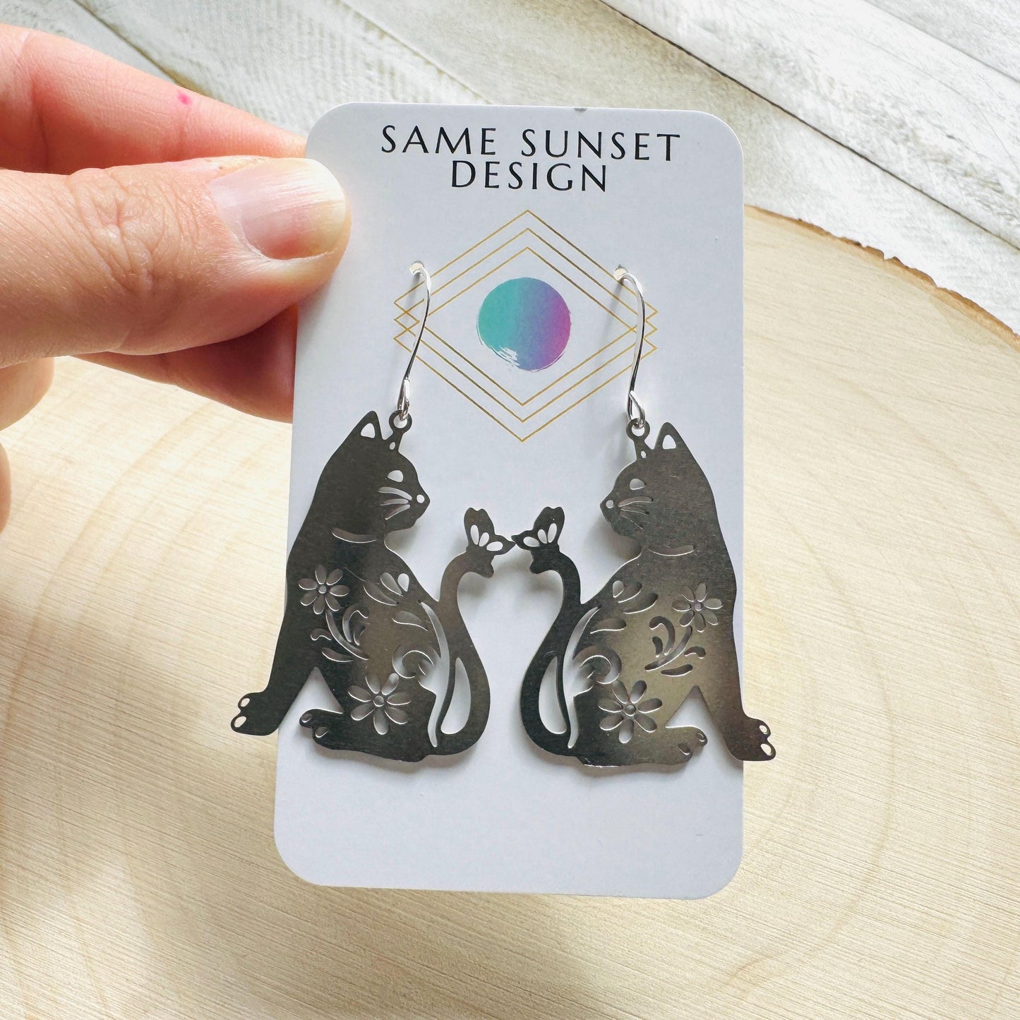 Cat Earrings, Cat Lover Jewelry, Cat Gifts for Cat Lovers, Witchy Earrings, Kawaii Jewelry, Goth Earrings, Nerdy Gifts for Women