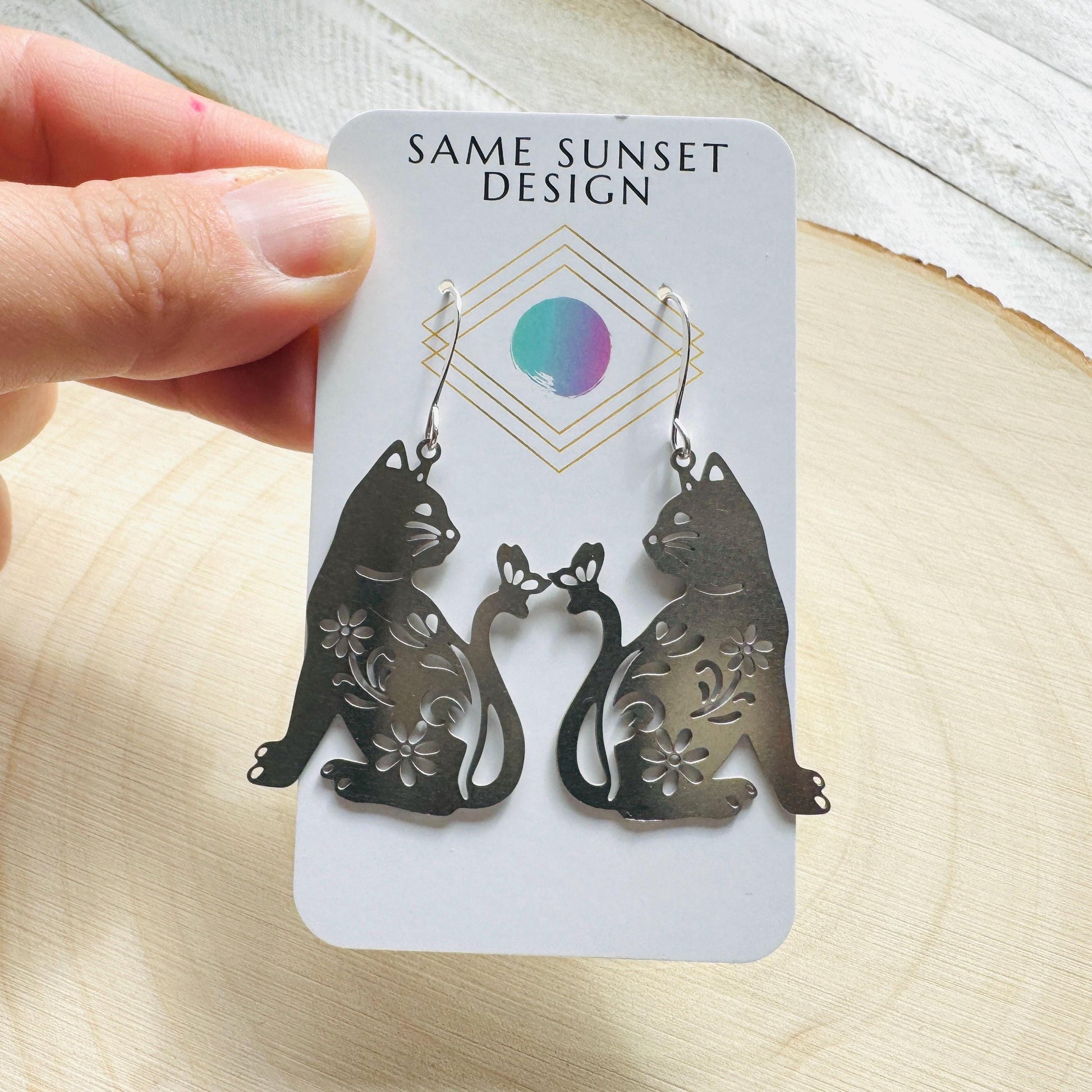 Cat Earrings, Cat Lover Jewelry, Cat Gifts for Cat Lovers, Witchy Earrings, Kawaii Jewelry, Goth Earrings, Nerdy Gifts for Women
