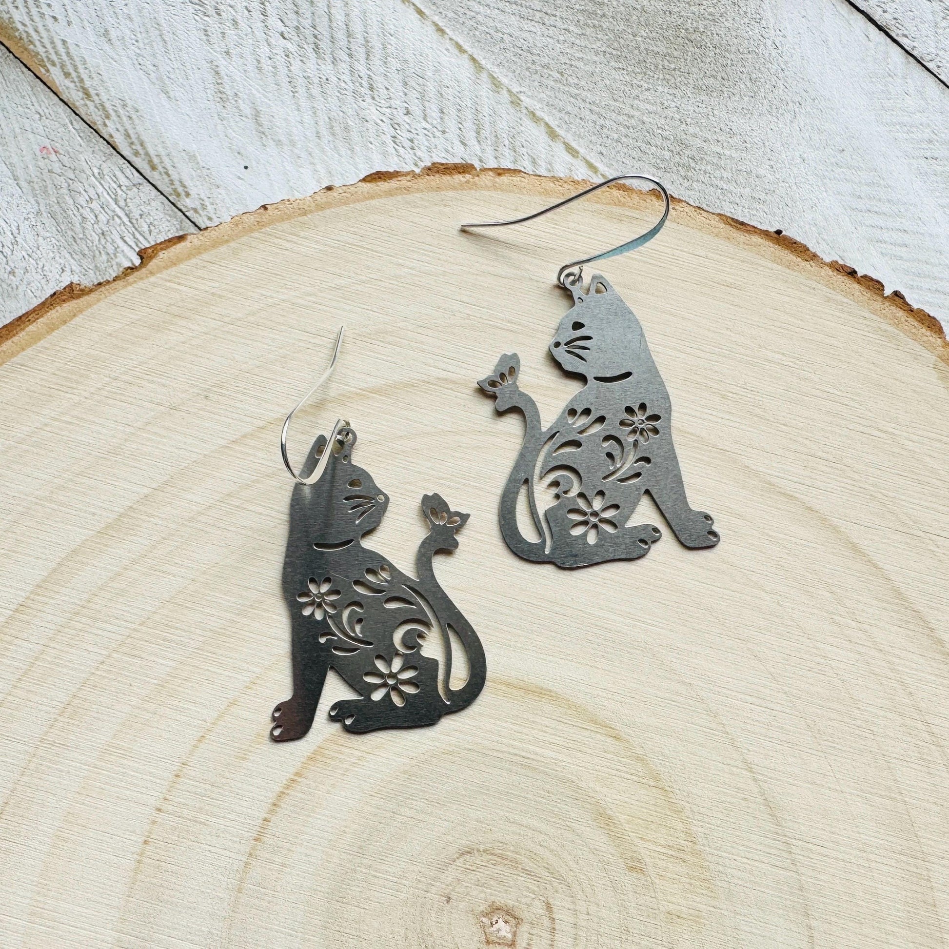 Cat Earrings, Cat Lover Jewelry, Cat Gifts for Cat Lovers, Witchy Earrings, Kawaii Jewelry, Goth Earrings, Nerdy Gifts for Women