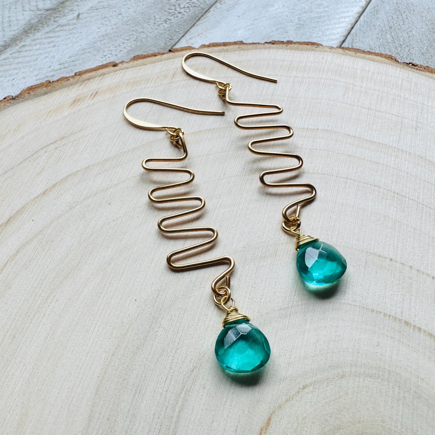 Apatite Earrings, Green Earrings, Western Earrings Gold, Wedding Jewelry, Sweet 16 Gift Granddaughter, Anniversary Gift for Girlfriend