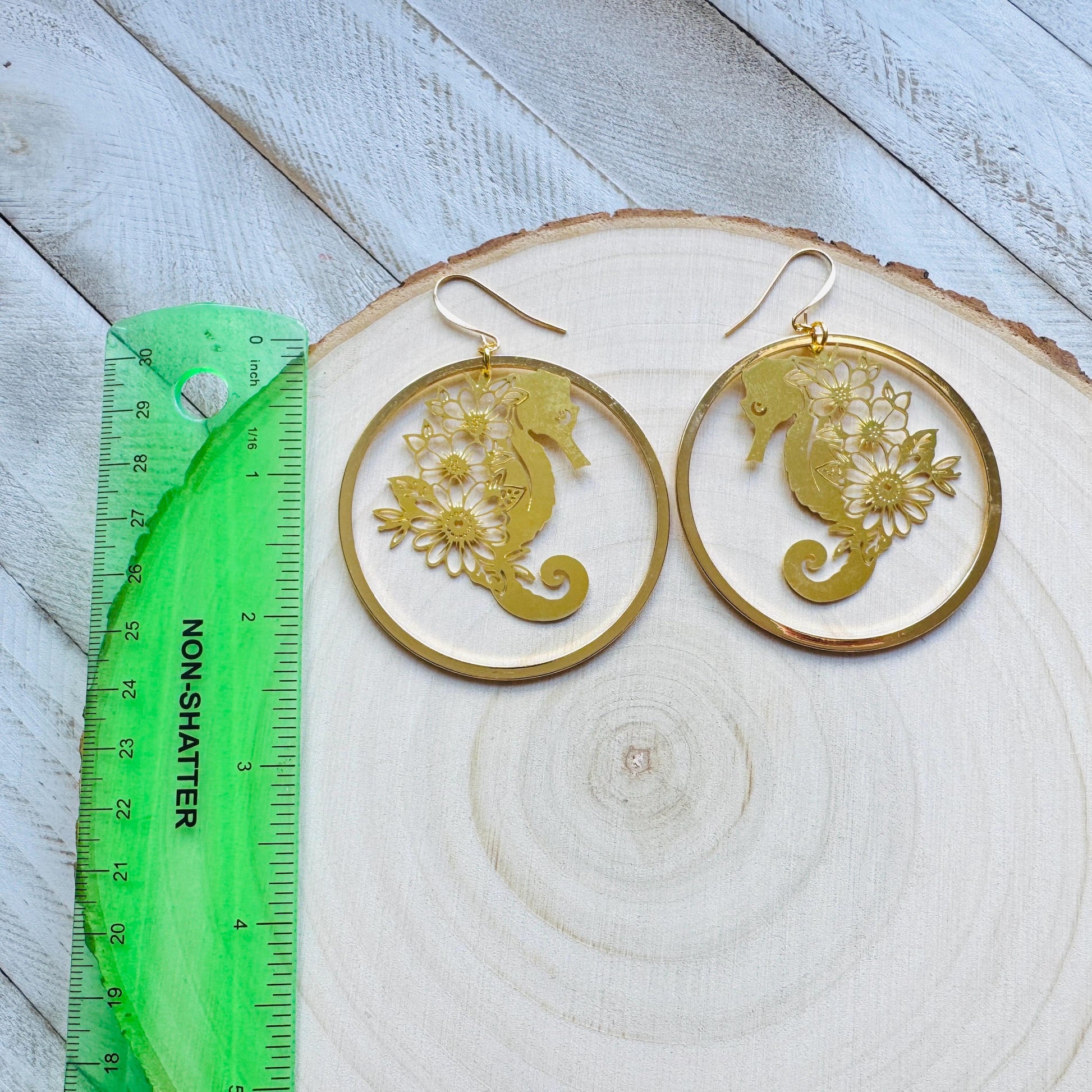 Seahorse Earrings, Modern Chic Jewelry, Unique Gifts for Birthday, Beachy Earrings Gold, Hoop Earrings, Science Teacher Gift, Bridal Jewelry