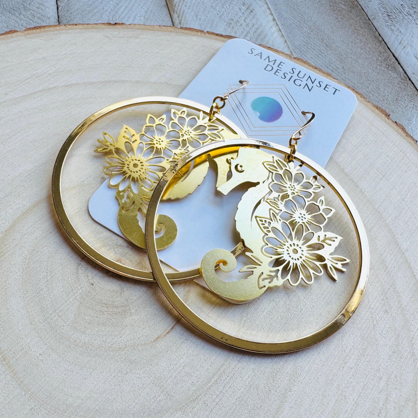 Seahorse Earrings, Modern Chic Jewelry, Unique Gifts for Birthday, Beachy Earrings Gold, Hoop Earrings, Science Teacher Gift, Bridal Jewelry