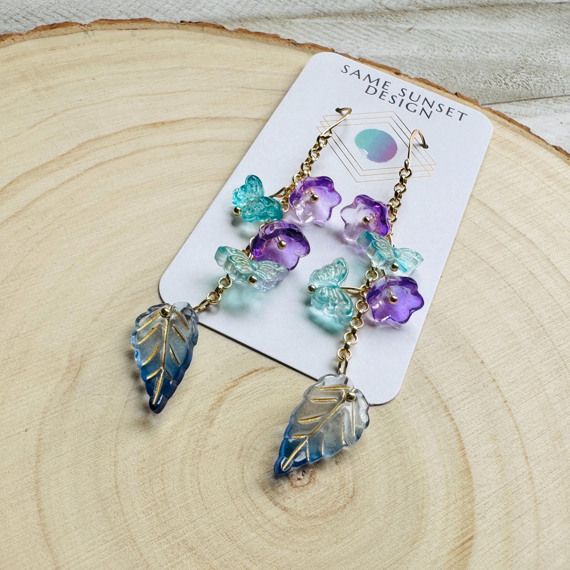 Flower Earrings, Butterfly Earrings, Fairycore Jewelry Gold, Cottagecore Jewelry, Wedding Jewelry, Birthday Present For Her, Plant Mom Gift