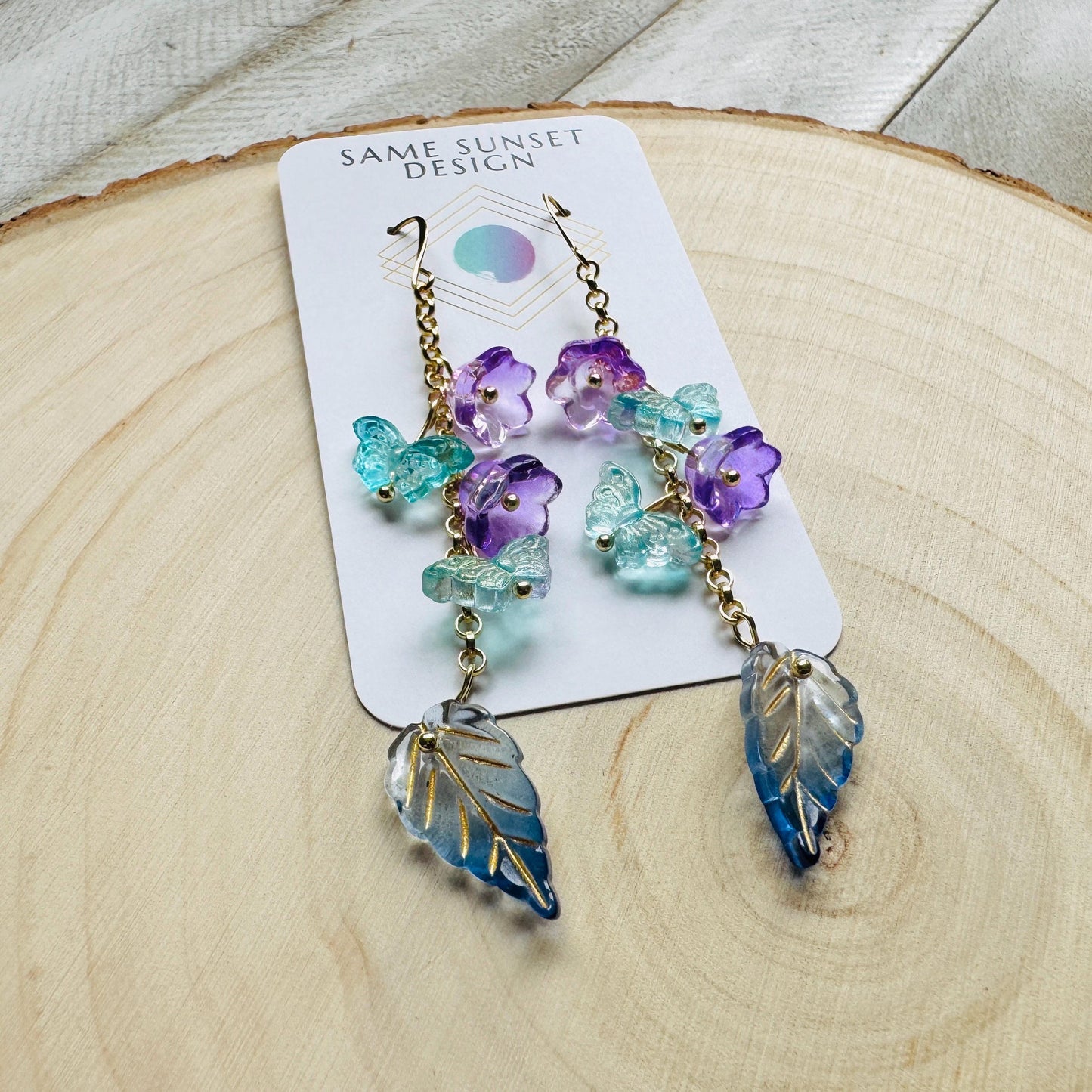 Flower Earrings, Butterfly Earrings, Fairycore Jewelry Gold, Cottagecore Jewelry, Wedding Jewelry, Birthday Present For Her, Plant Mom Gift