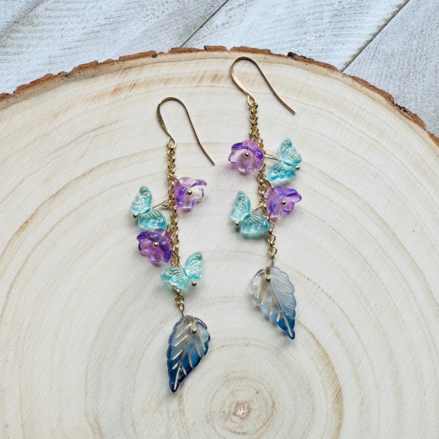 Flower Earrings, Butterfly Earrings, Fairycore Jewelry Gold, Cottagecore Jewelry, Wedding Jewelry, Birthday Present For Her, Plant Mom Gift