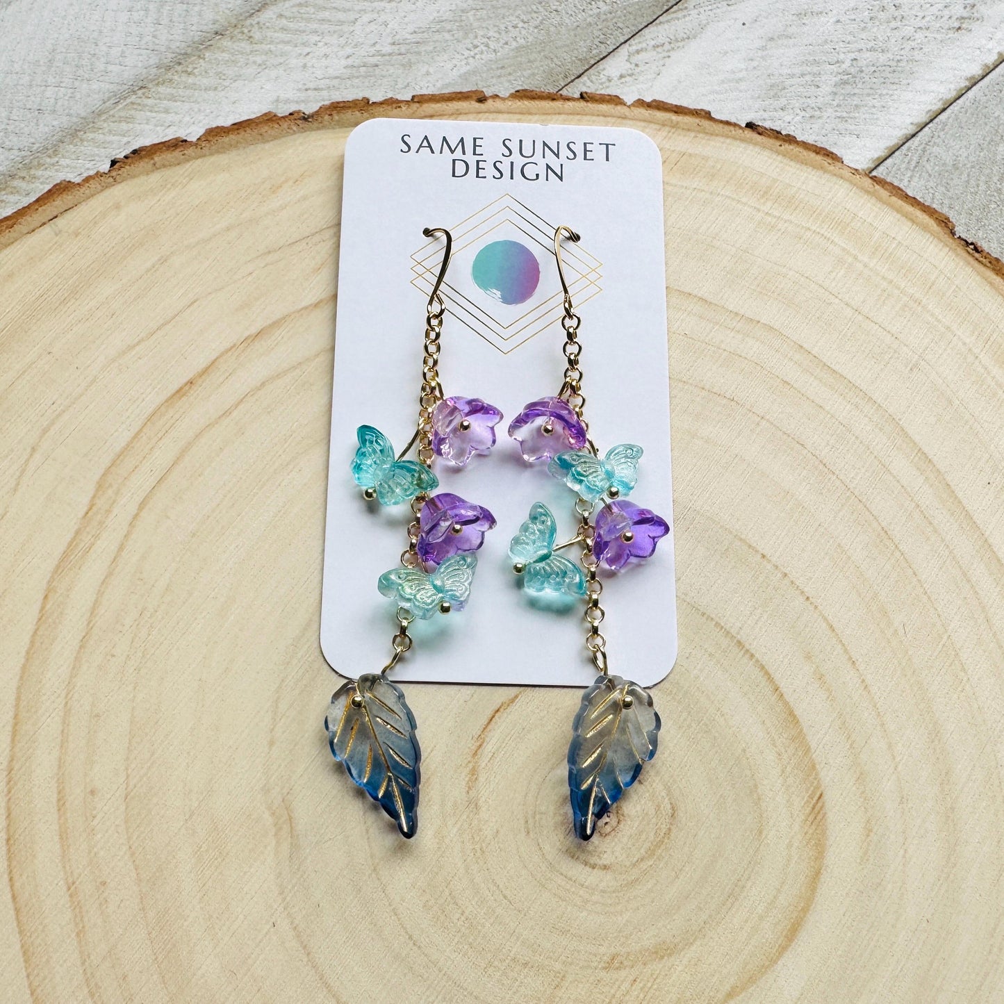 Flower Earrings, Butterfly Earrings, Fairycore Jewelry Gold, Cottagecore Jewelry, Wedding Jewelry, Birthday Present For Her, Plant Mom Gift