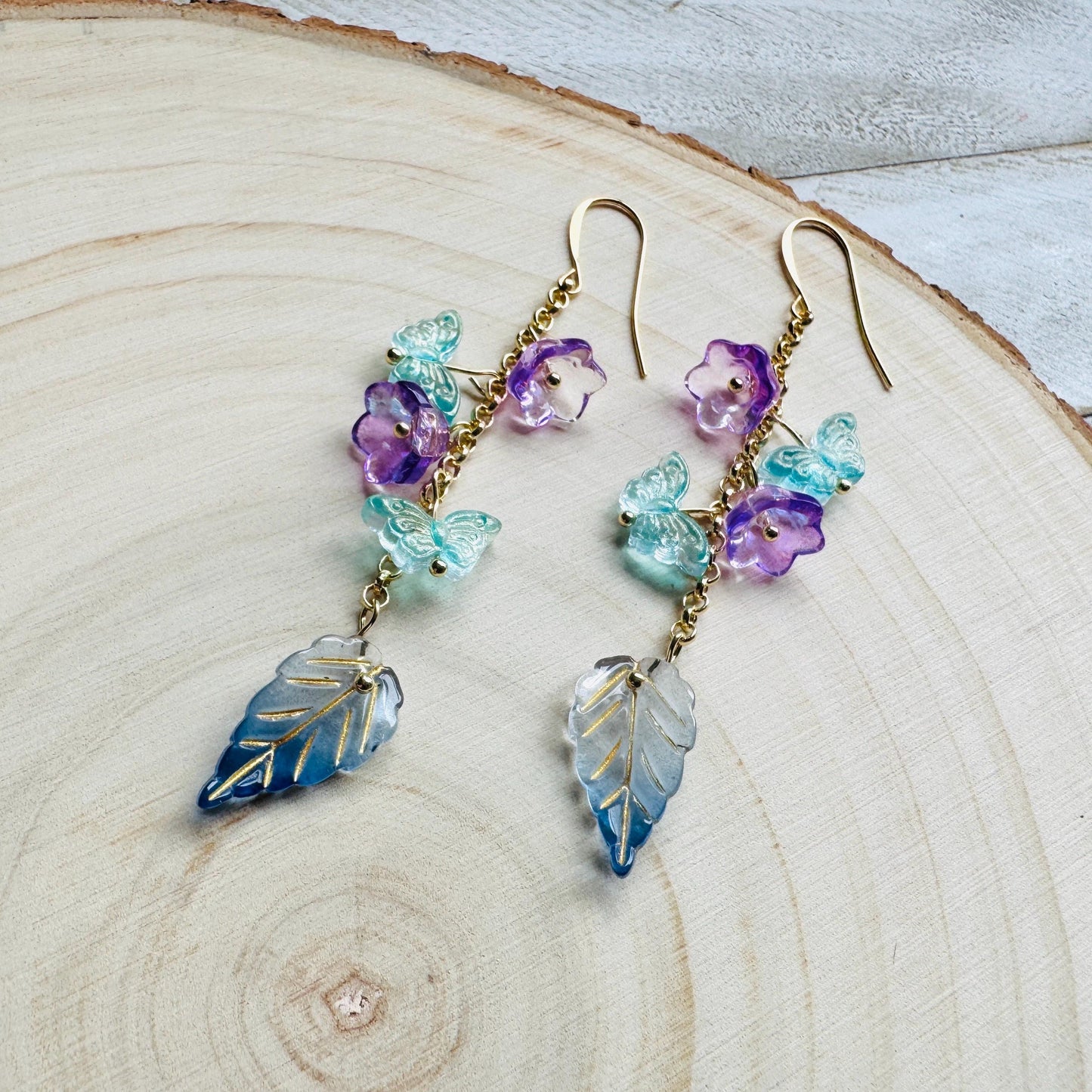 Flower Earrings, Butterfly Earrings, Fairycore Jewelry Gold, Cottagecore Jewelry, Wedding Jewelry, Birthday Present For Her, Plant Mom Gift