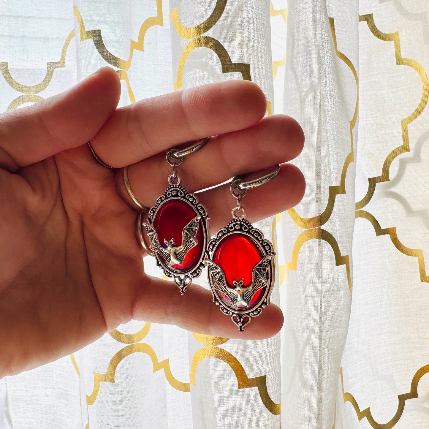 Bat Earrings, Huggie Hoop Earrings, Witchy Earrings, Halloween Spooky Earrings, Punk Jewelry, Goth Earrings for Women, Science Teacher Gift