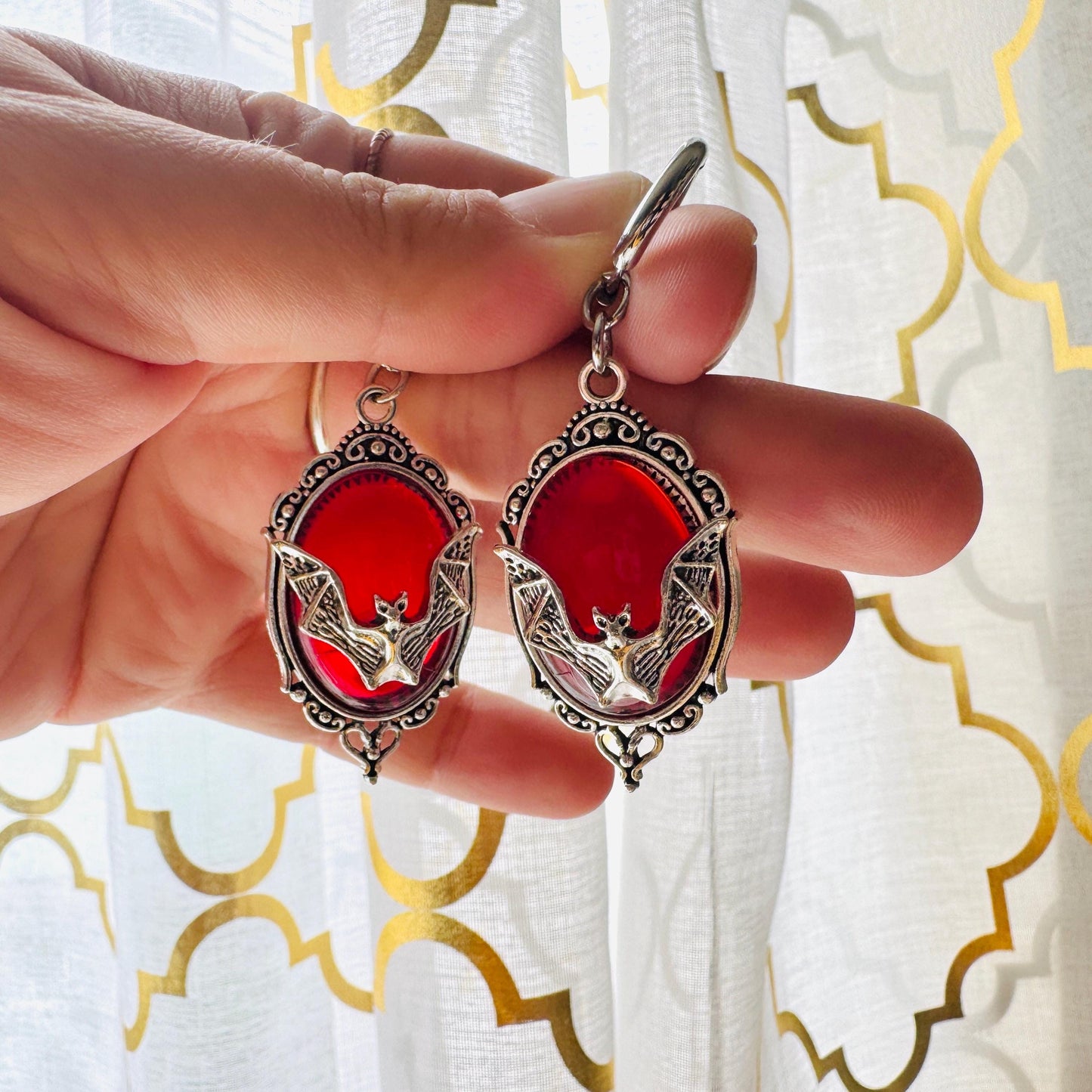 Bat Earrings, Huggie Hoop Earrings, Witchy Earrings, Halloween Spooky Earrings, Punk Jewelry, Goth Earrings for Women, Science Teacher Gift