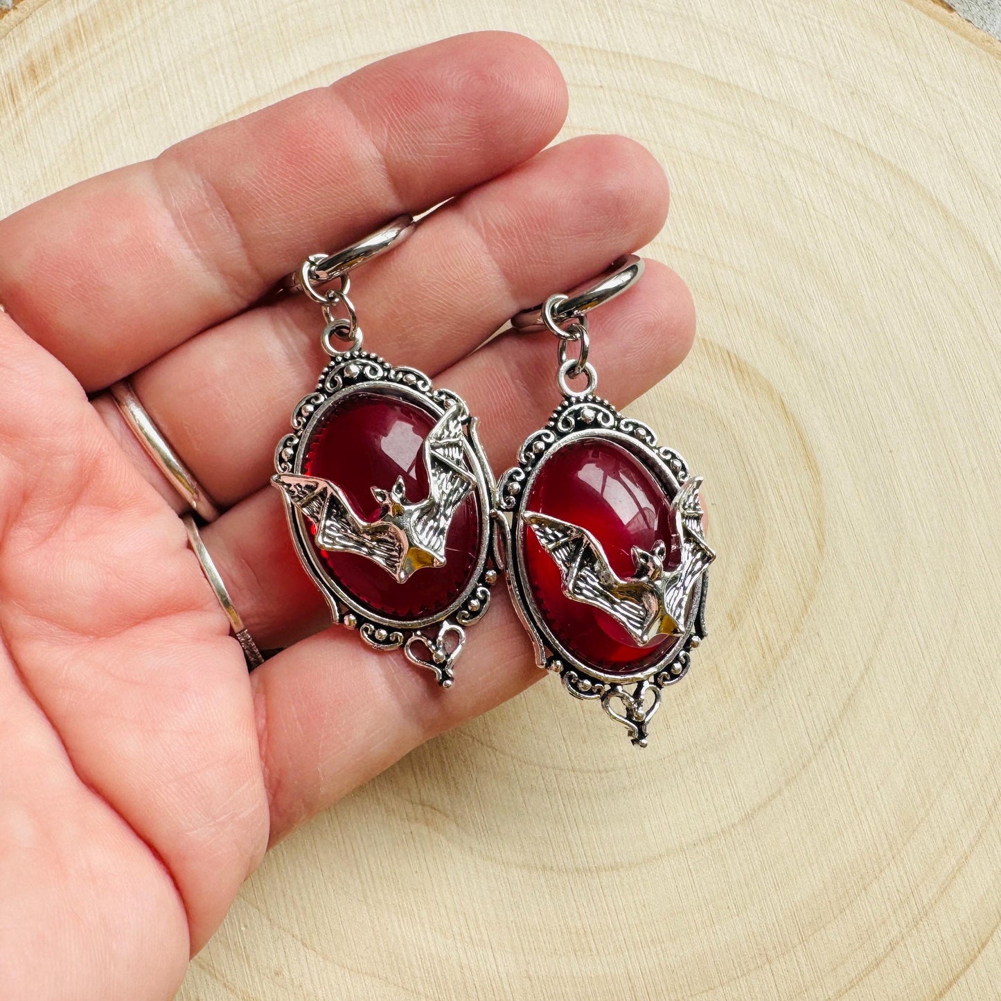 Bat Earrings, Huggie Hoop Earrings, Witchy Earrings, Halloween Spooky Earrings, Punk Jewelry, Goth Earrings for Women, Science Teacher Gift