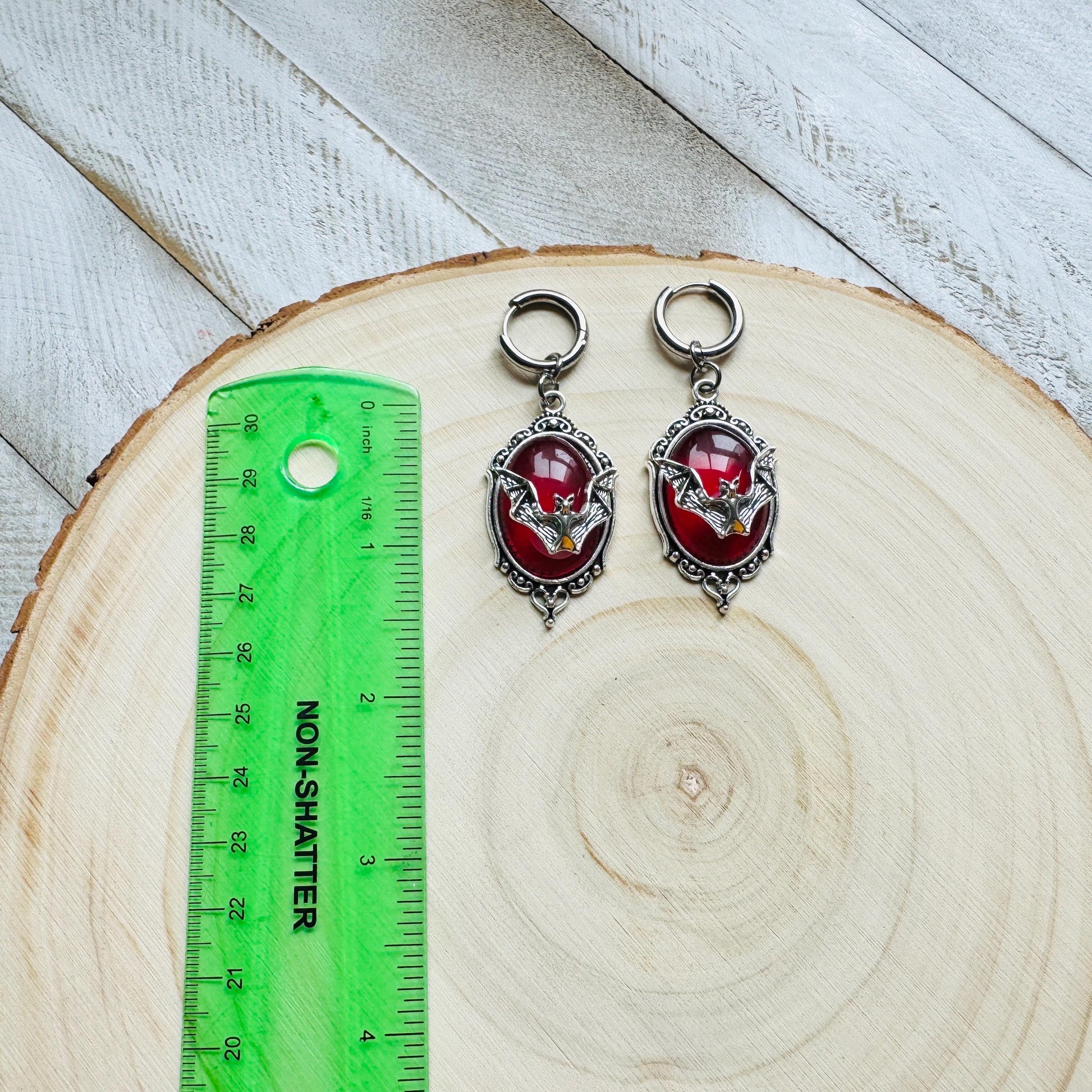 Bat Earrings, Huggie Hoop Earrings, Witchy Earrings, Halloween Spooky Earrings, Punk Jewelry, Goth Earrings for Women, Science Teacher Gift