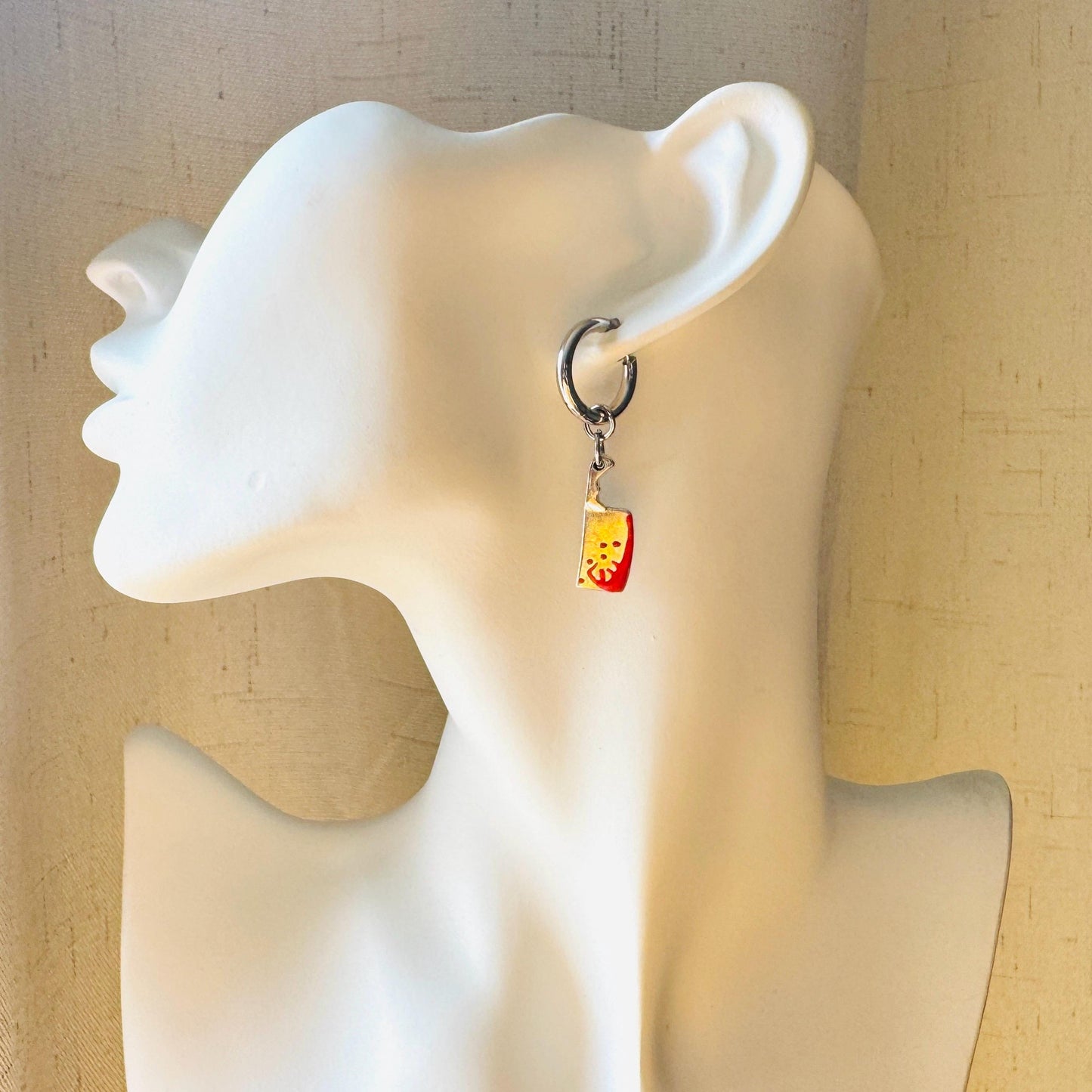 Cleaver Earrings, Huggie Hoops, Goth Earrings, Witchy Earrings, Punk Jewelry Men, Unique Halloween Gifts, Friend Gifts for Birthday