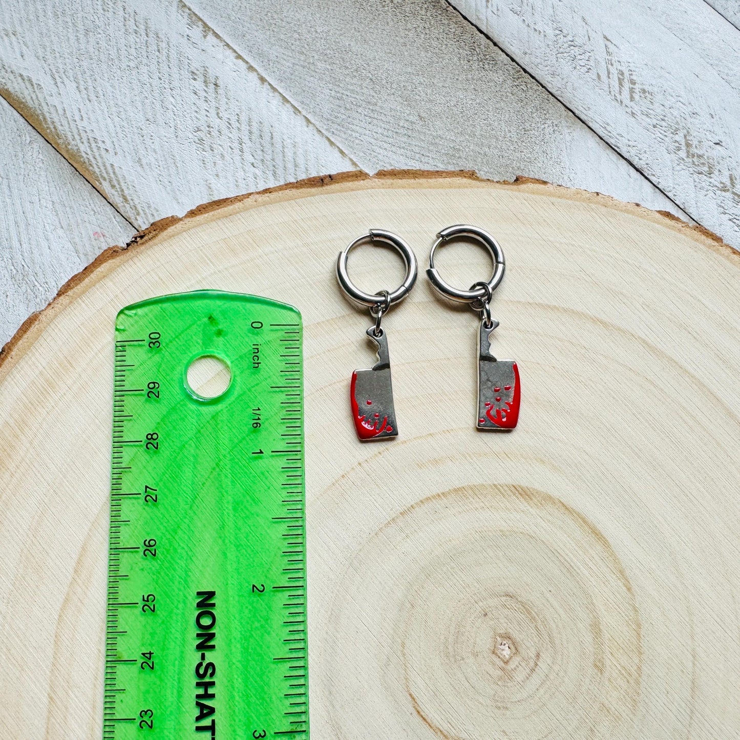 Cleaver Earrings, Huggie Hoops, Goth Earrings, Witchy Earrings, Punk Jewelry Men, Unique Halloween Gifts, Friend Gifts for Birthday