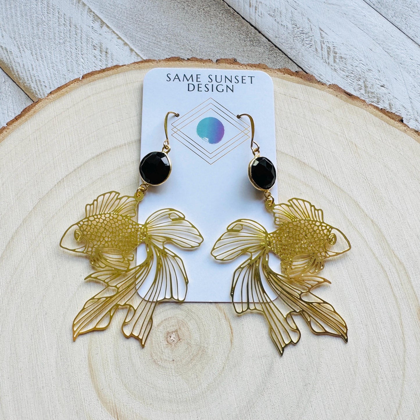 Fish Earrings, Onyx Earrings Dangle, Witchy Earrings, Boho Earrings Handmade, Sweet 16 Gift Granddaughter, Vacation Jewelry, Nerdy Gifts