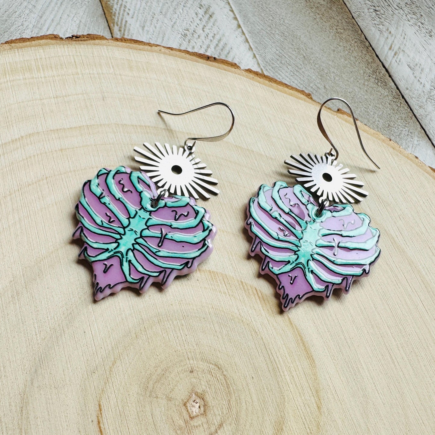 Heart Earrings, Skeleton Earrings, Pastel Goth, Silver Earrings, Birthday Present for Her, Gothic Earrings for Women, Science Teacher Gift