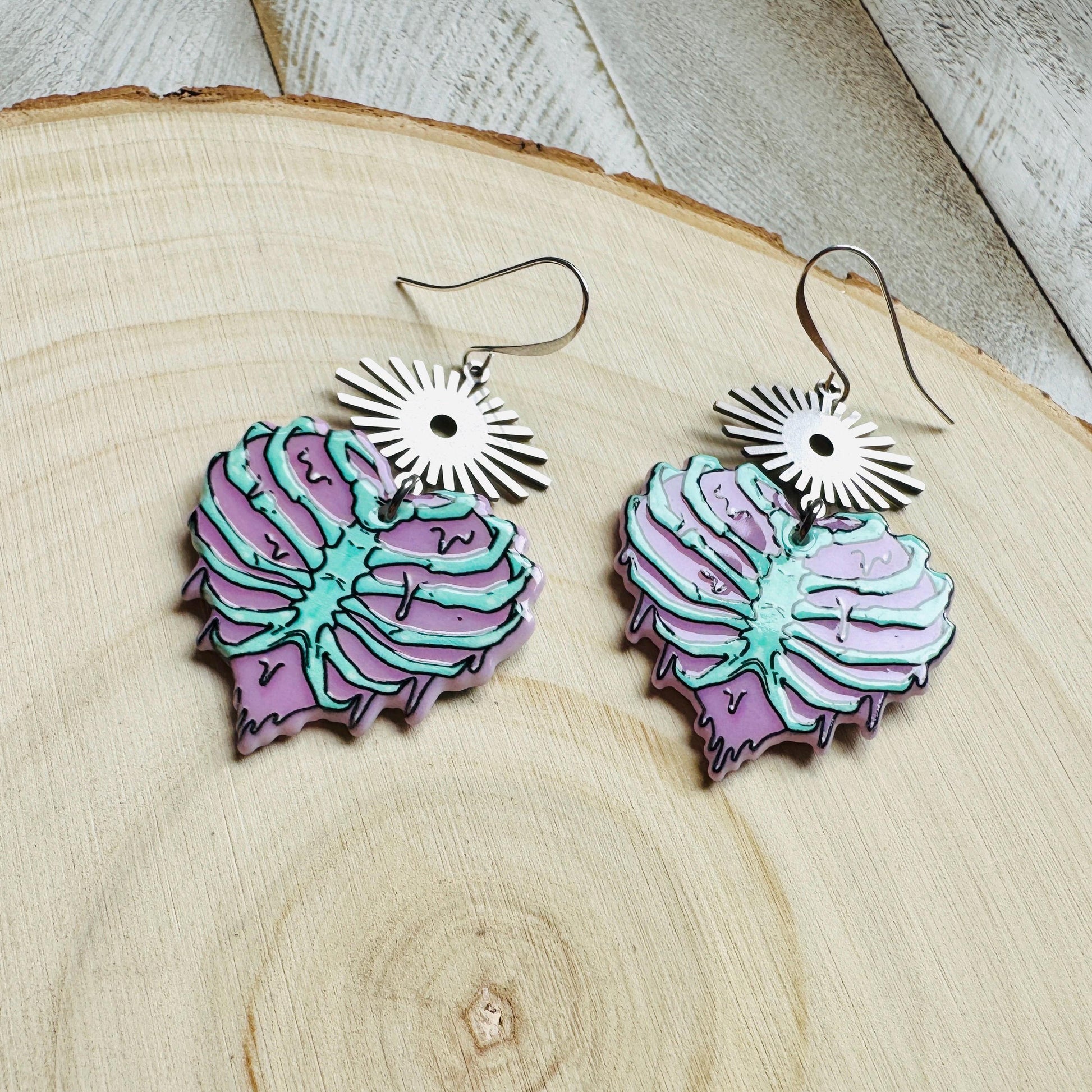 Heart Earrings, Skeleton Earrings, Pastel Goth, Silver Earrings, Birthday Present for Her, Gothic Earrings for Women, Science Teacher Gift