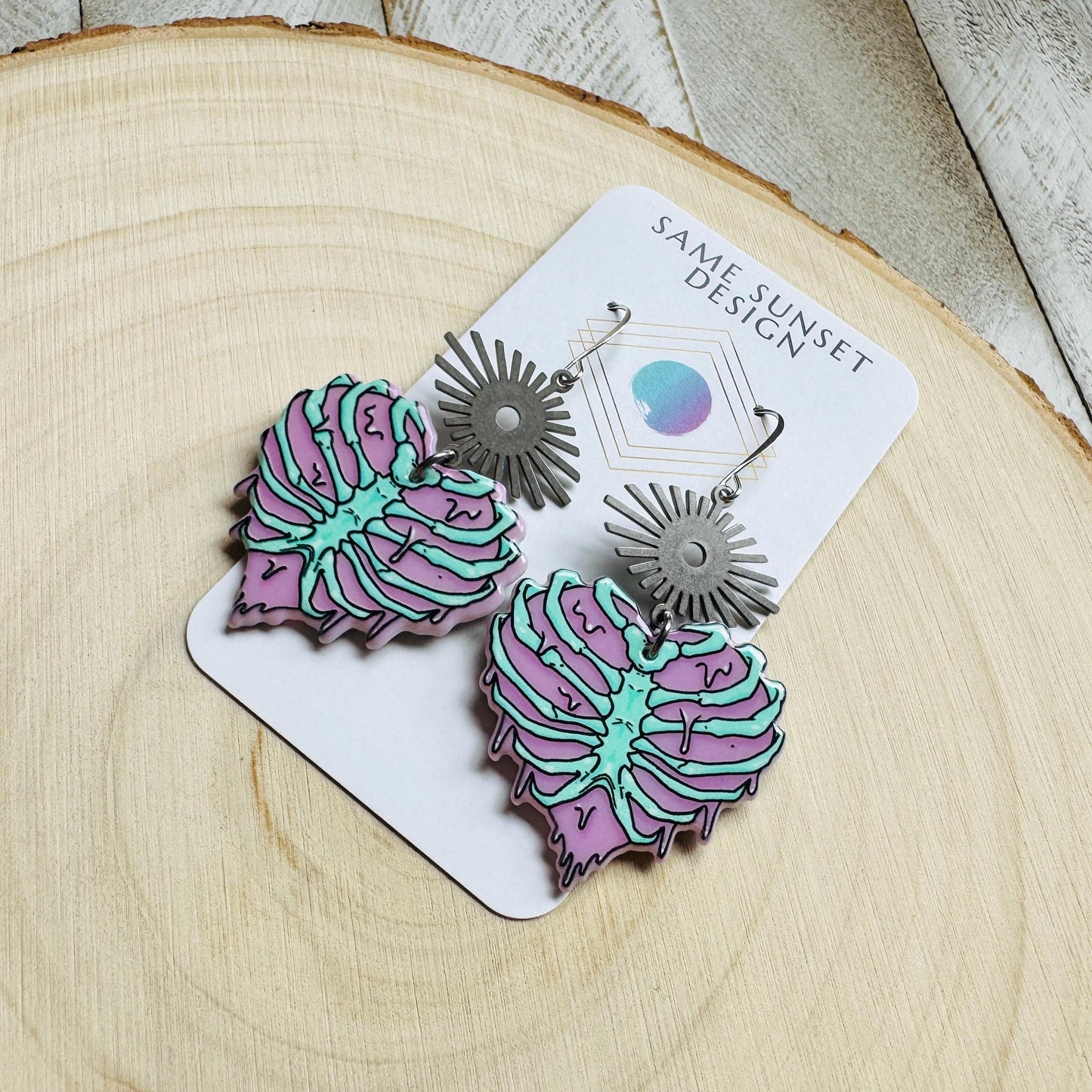 Heart Earrings, Skeleton Earrings, Pastel Goth, Silver Earrings, Birthday Present for Her, Gothic Earrings for Women, Science Teacher Gift